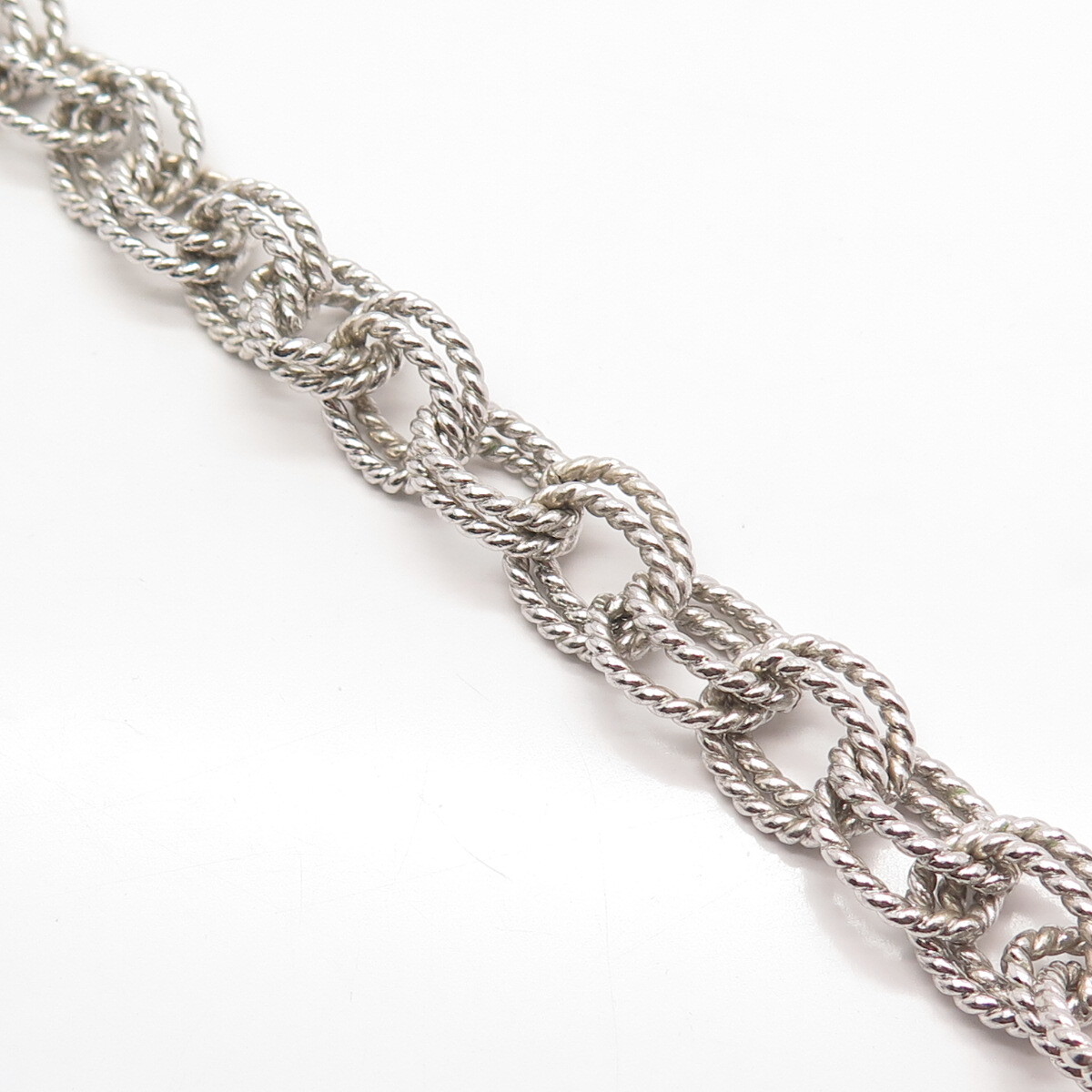 925 Sterling Silver Vintage Twisted Double Rolo Link Bracelet 6.25″