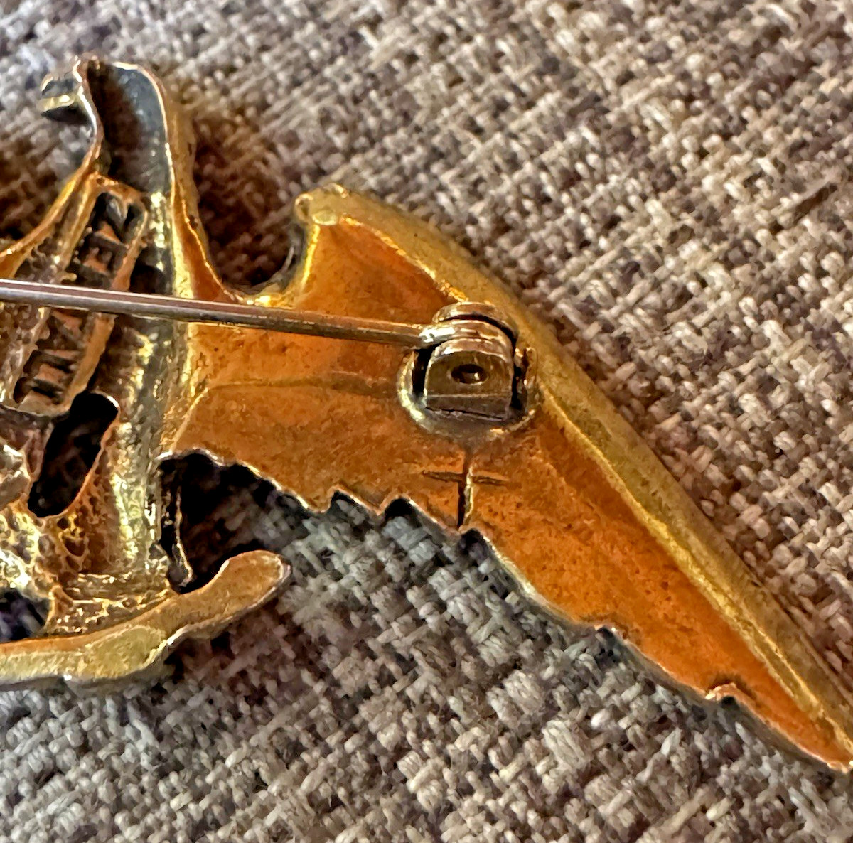 VTG Zentall Spread Wings Eagle Pin Brooch Burnished Brass Look Patriotic Jewelry