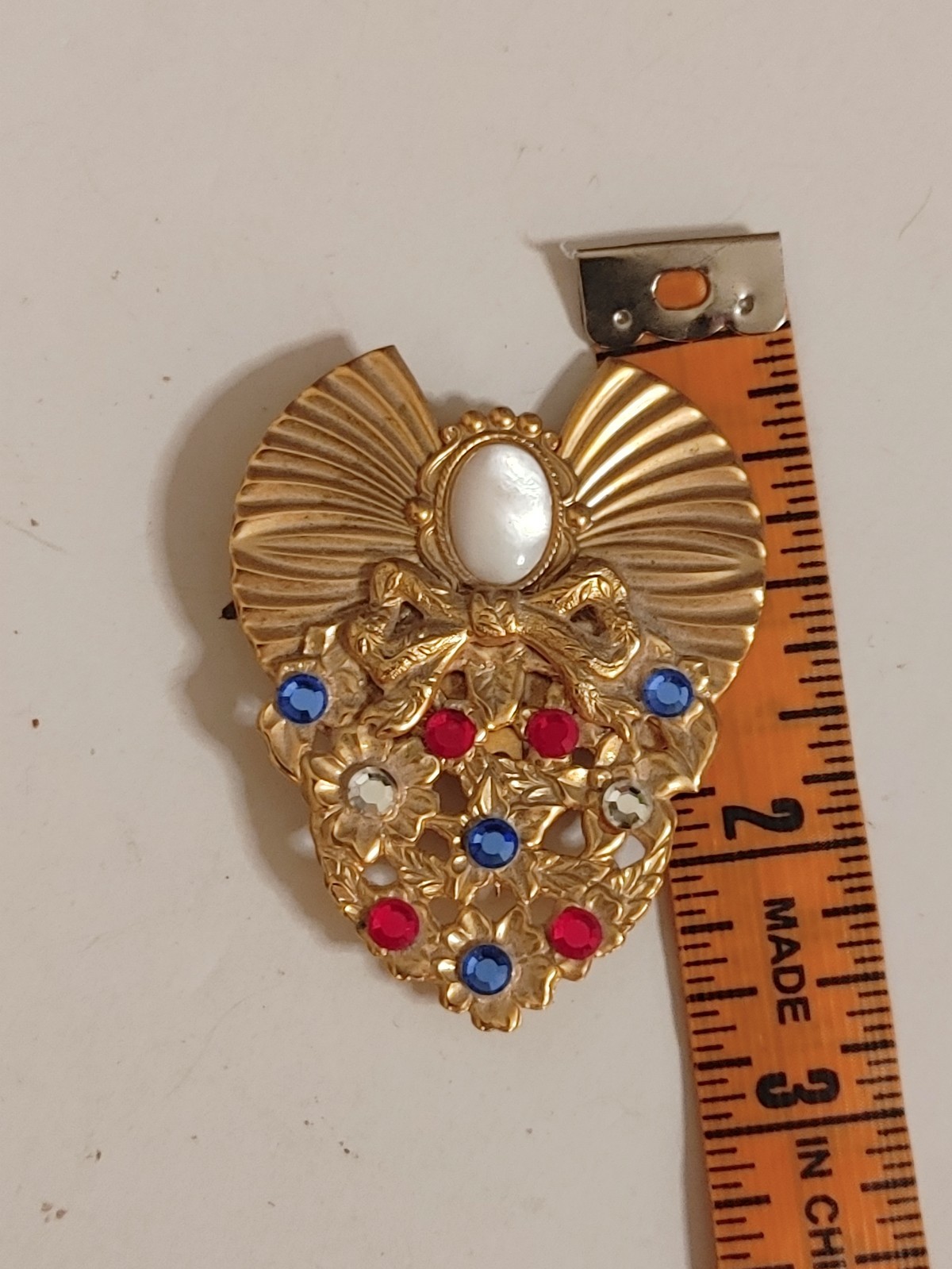 3 Vintage Angel Jane Davis Brooch Pins AOL Rhinestones Silver Gold Tone Brooches