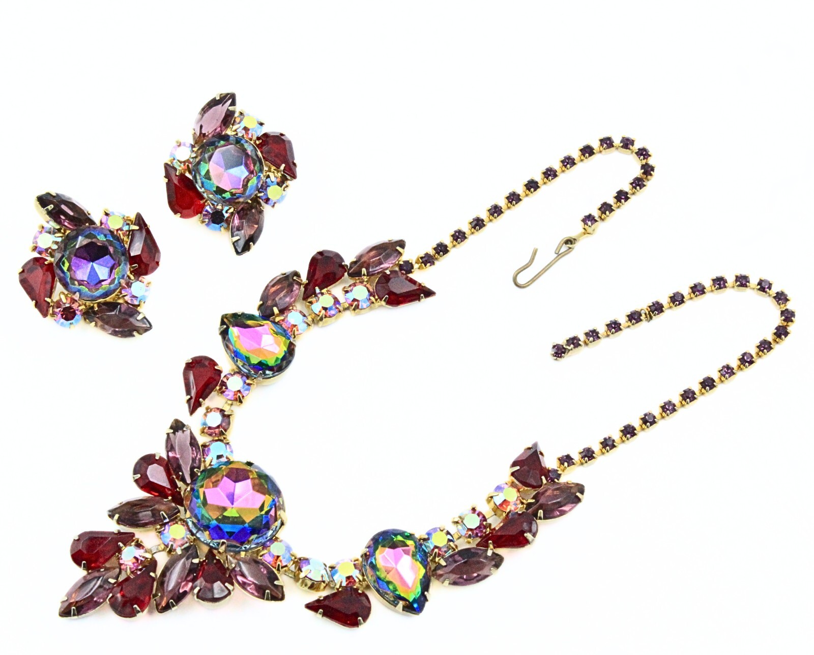 Spectacular JULIANA Rare! Red Fuchsia Givre´Necklace Earrings Set