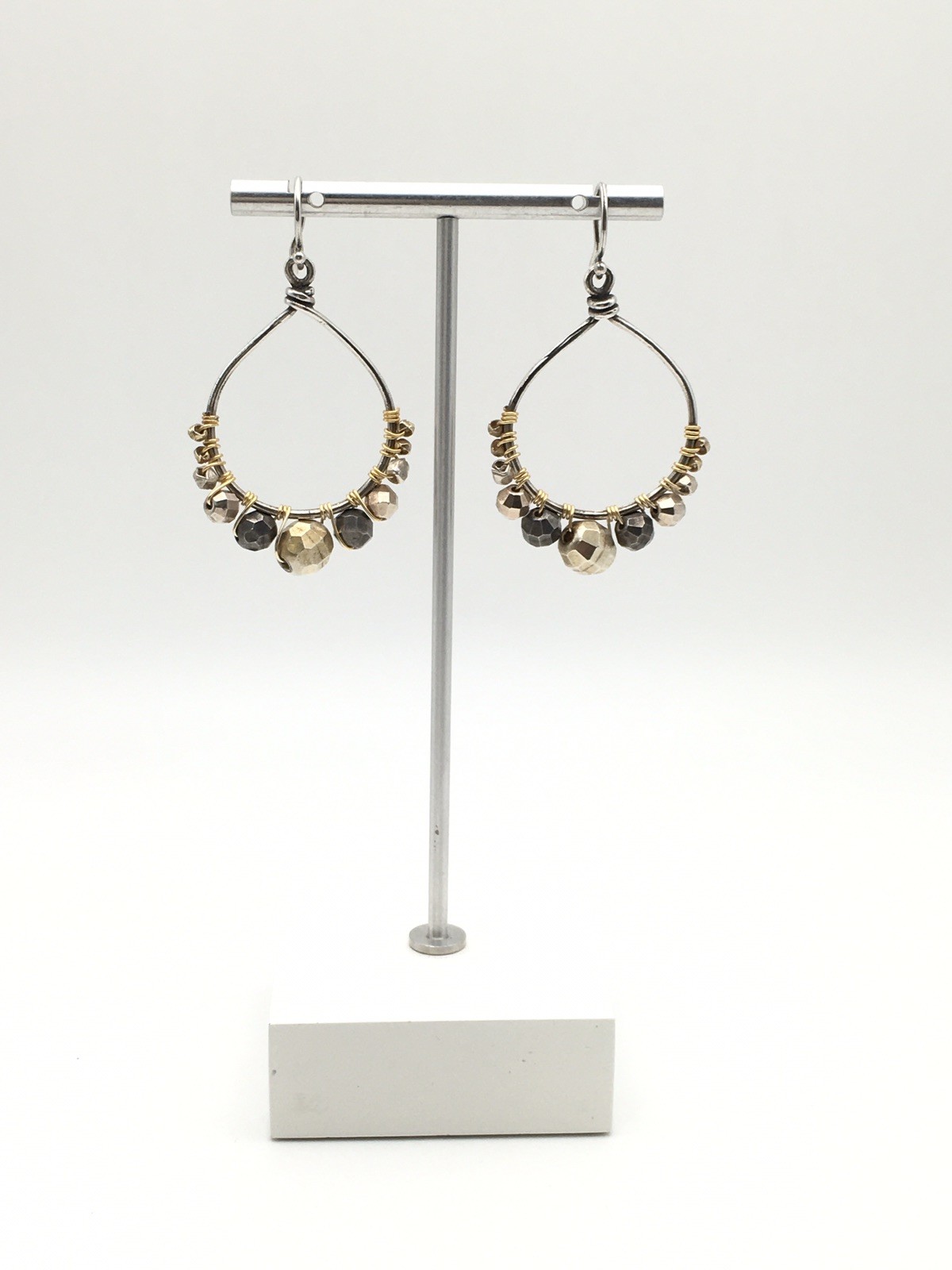 Vintage Sterling Silver Beaded Teardrop Hook Dangle Earrings 925 Tested 9.3g #10