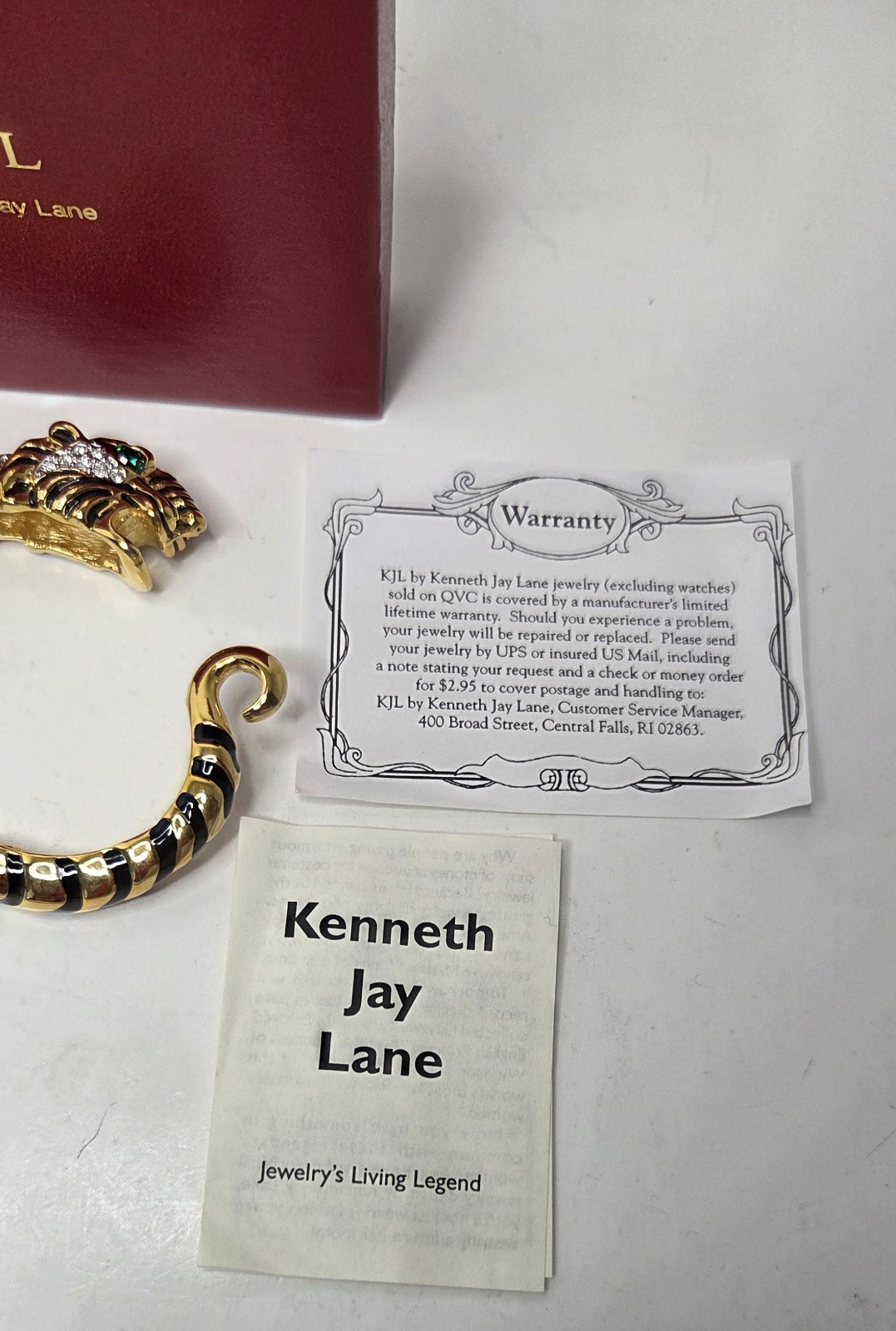 Kenneth J Lane KJL Raja Tiger Enamel & Crystal Bracelet Signed With Box & Papers