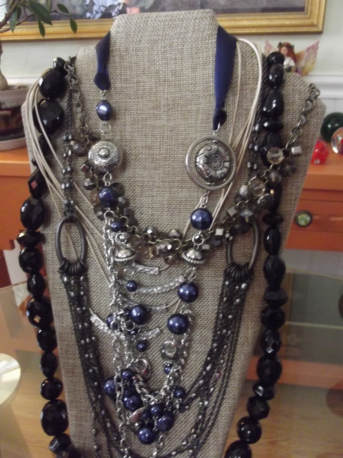 Lot of 50+ Necklaces Vintage 2 Now Some signed ,Stone, Glass, Shell, Acrylic Etc