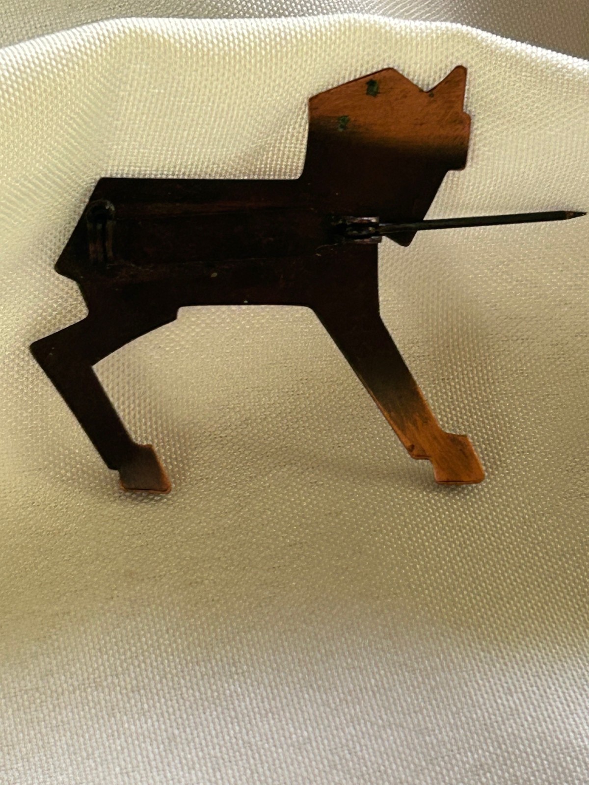 Vintage Modernist Origami Horse Pin: Copper Brass Bronze