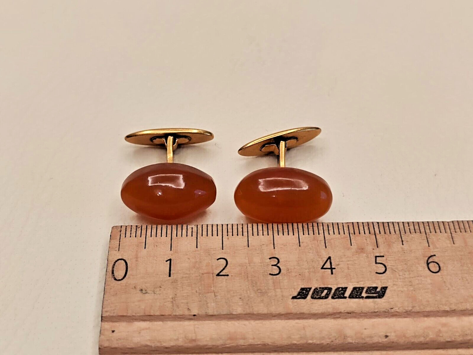Gold plated cufflinks with amber USSR