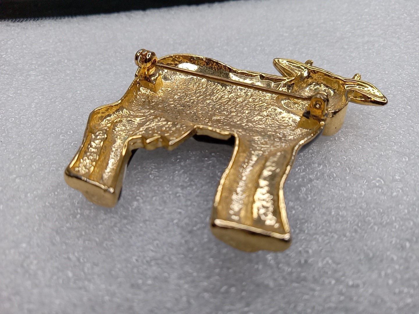 Vintage Holstein Cow Brooch Pin Gold Tone Black White Farm Animal