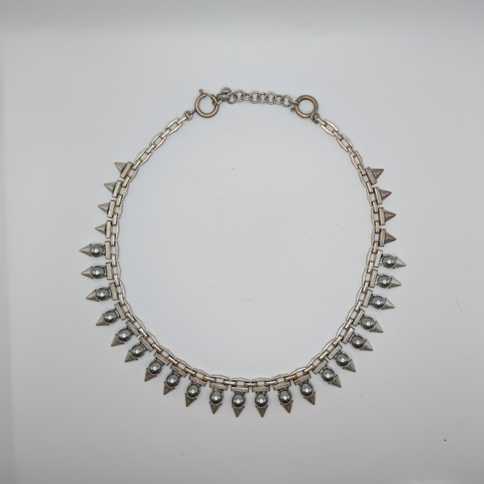 Stella & Dot Lynx 18″ Necklace & Earrings Silver-tone Spike Statement SET