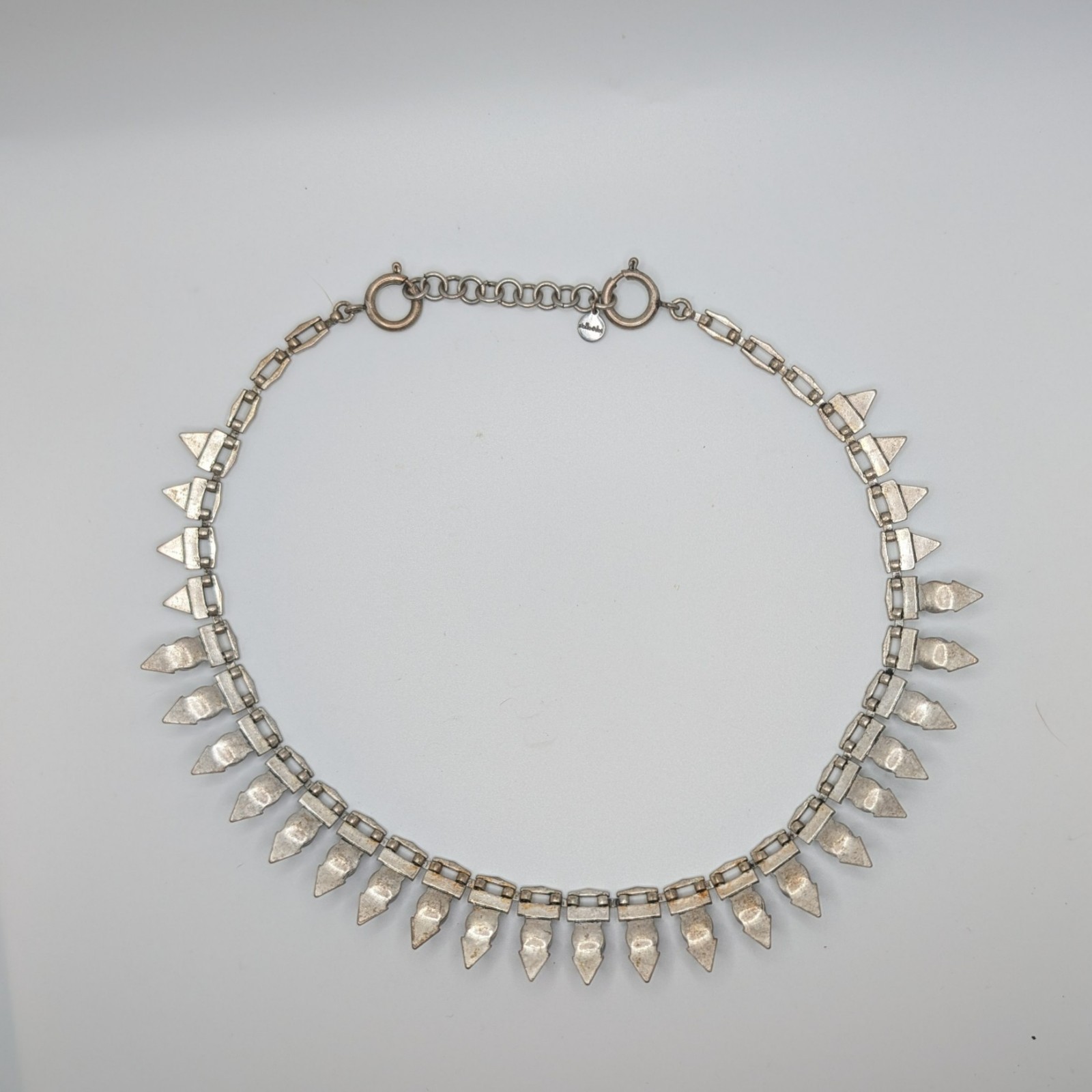 Stella & Dot Lynx 18″ Necklace & Earrings Silver-tone Spike Statement SET