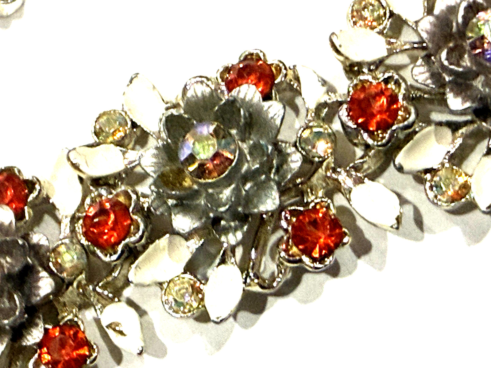 BSK MCM FLORAL ENAMEL RHINESTONE NECKLACE BRACELET CLIP EARRINGS PARURE SET LOT