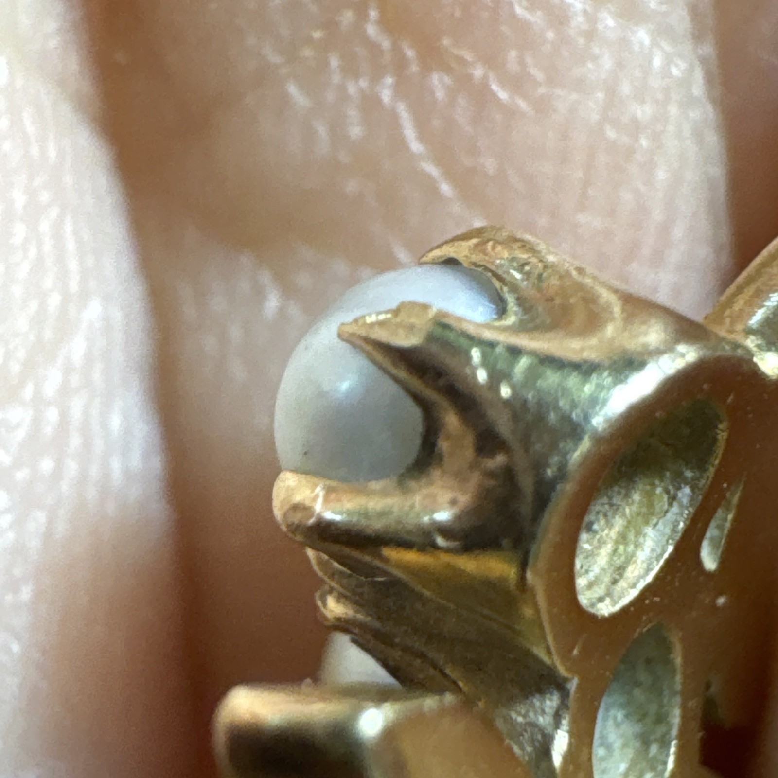 10K Gold 3 Cultured Pearl Ring Cluster Prong Child Petite Ring Size 3 2.5g
