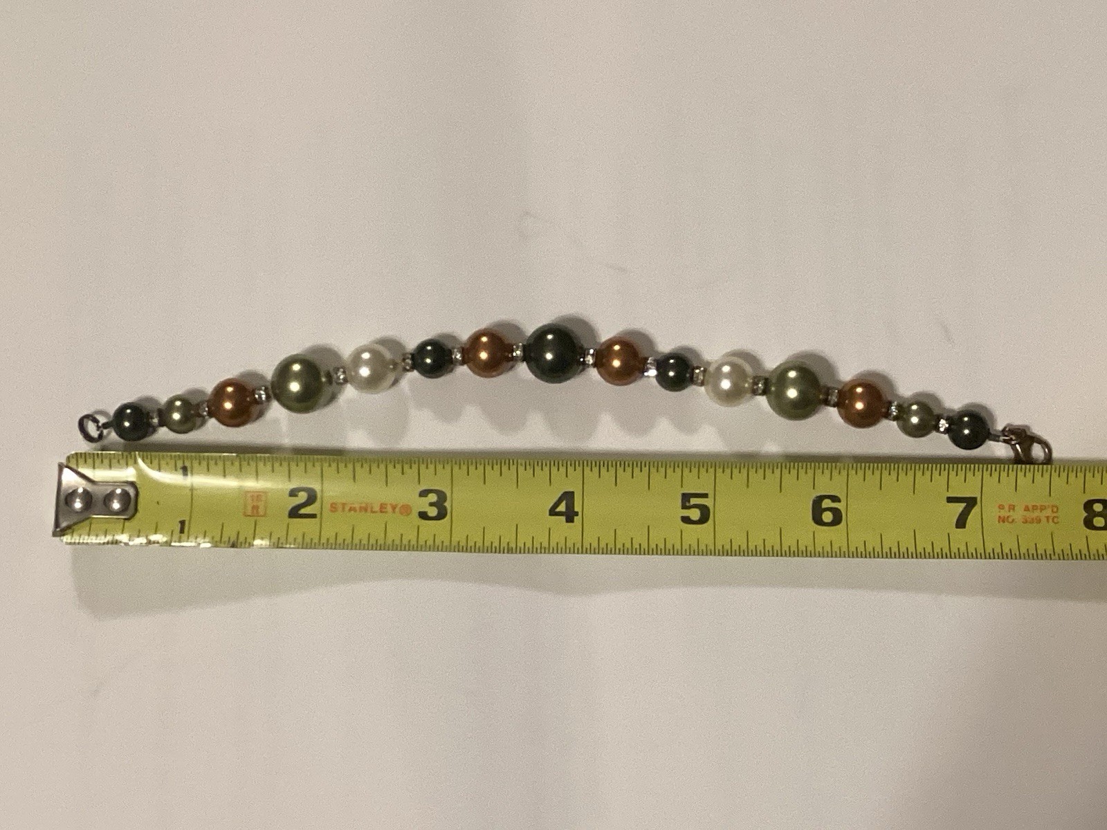 Vintage Multi Color Pearl And Rhinestone Bracelet With 925 Sterling Silver Clasp