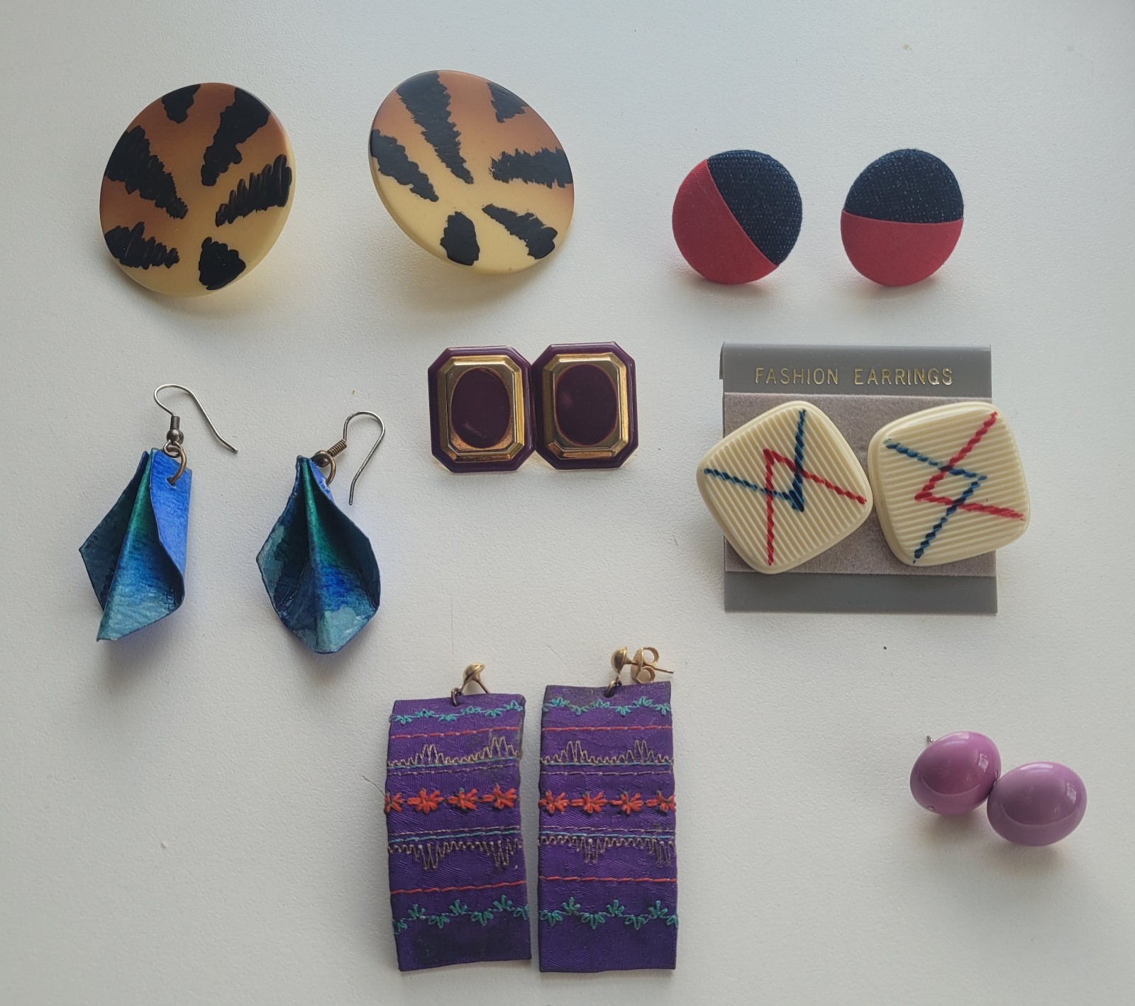 1980s-1990s Vintage Retro Funky Earrings for Pierced Ears Mixed Lot
