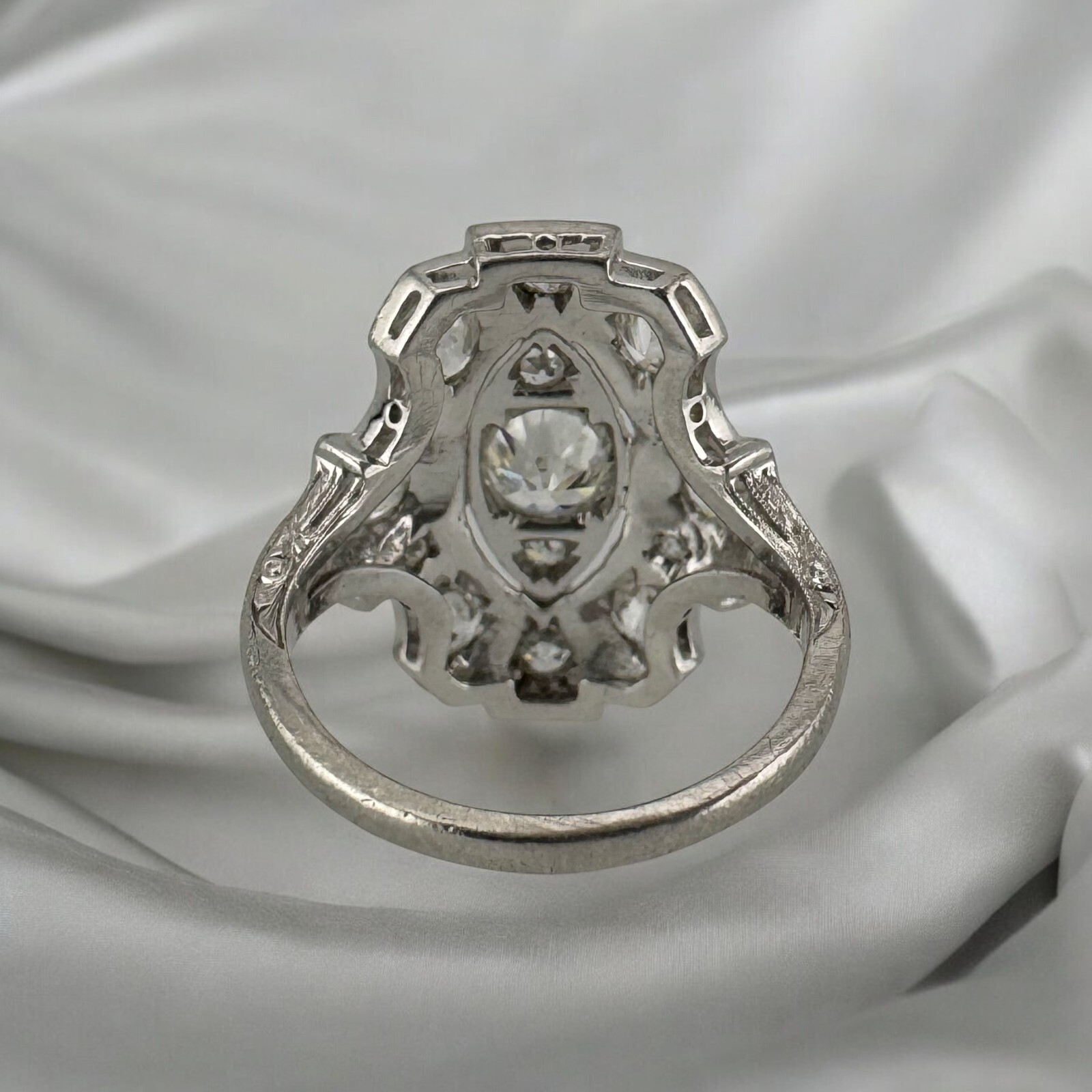 Gorgeous Art Deco Vintage Platinum 900 Antique Old European Cut Diamond Ring