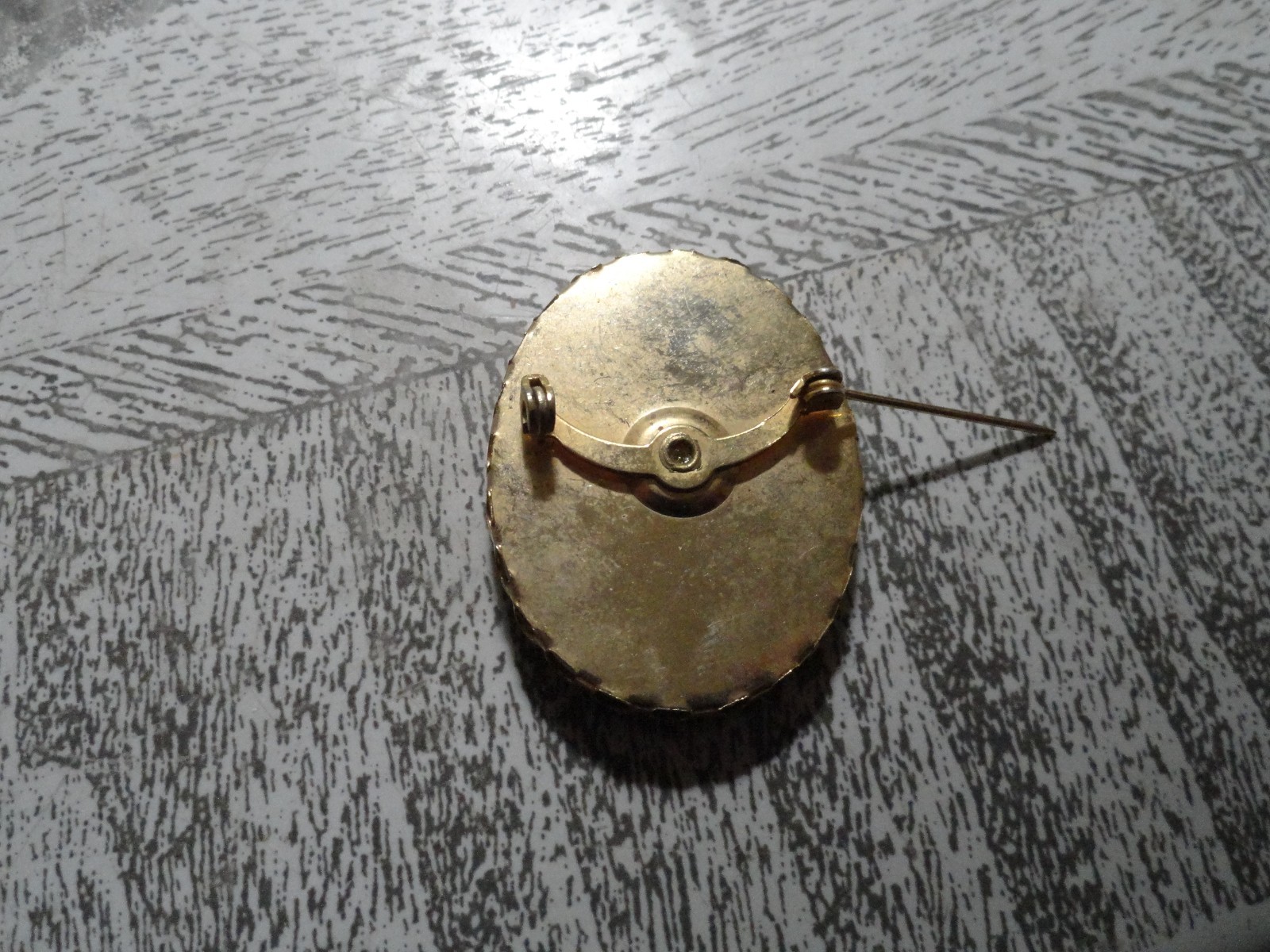 VINTAGEGOLD TONE PASTOREAL COUNTRYSIDE BROOCH PIN – ABOUT 1 5/8 X 1 1/4 INCH