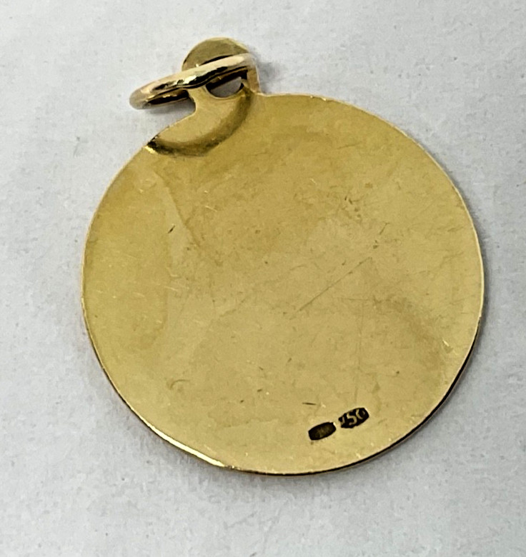 Vintage 750 18K Solid Gold Blessed Virgin Our Lady of the Guard Protection Medal