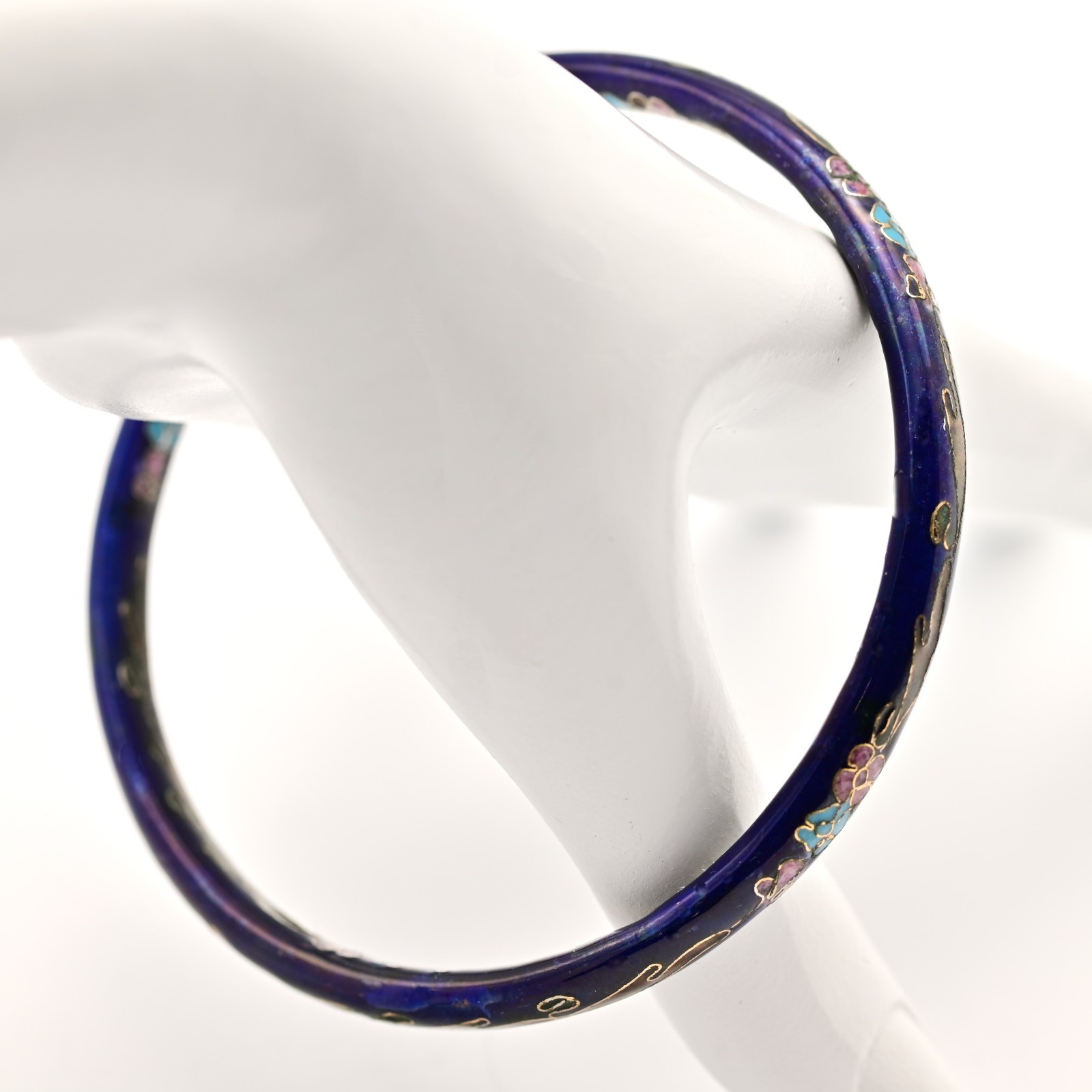Chinese Vintage Original Enamel Cloisonne Asian Champleve Estate Bangle Bracelet