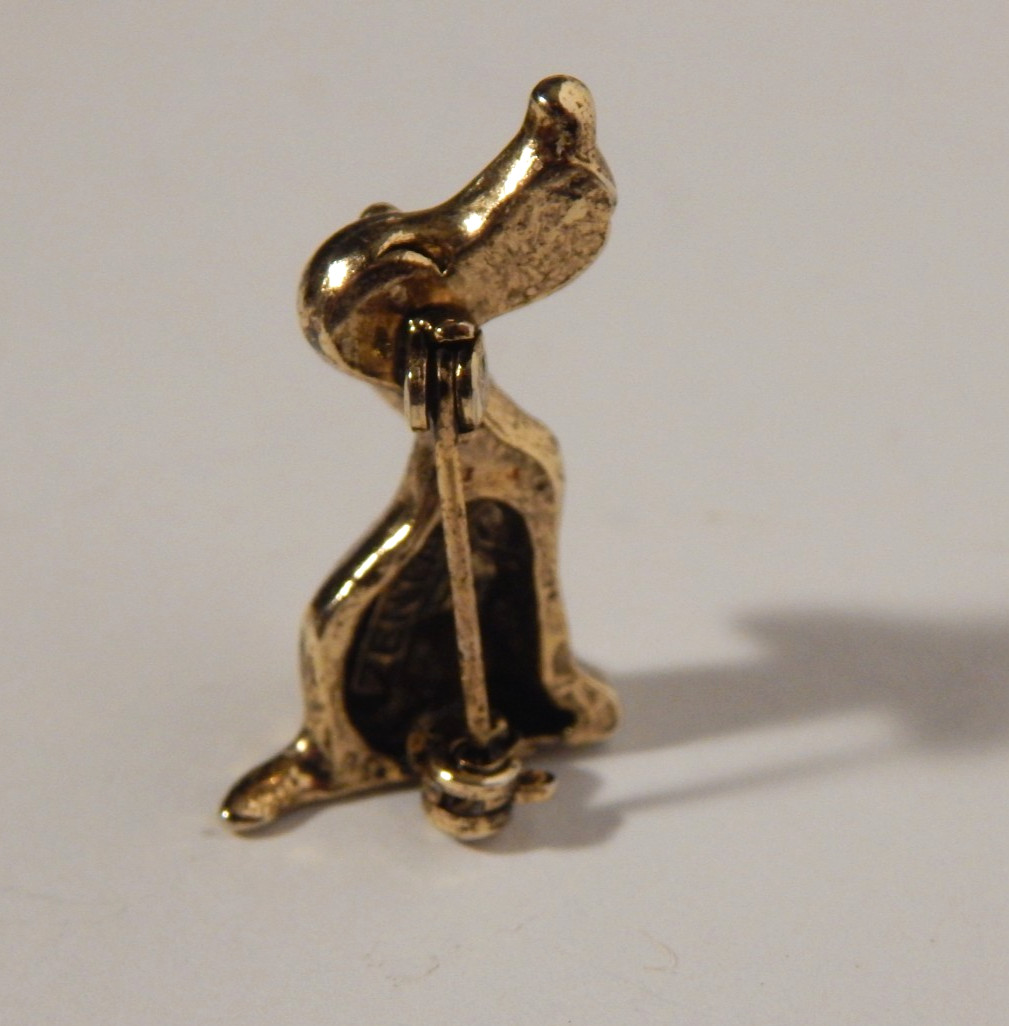 VINTAGE ZENTALL Dog Puppy BROOCH PIN SIGNED GOLD TONED Small 1″ Tall NICE