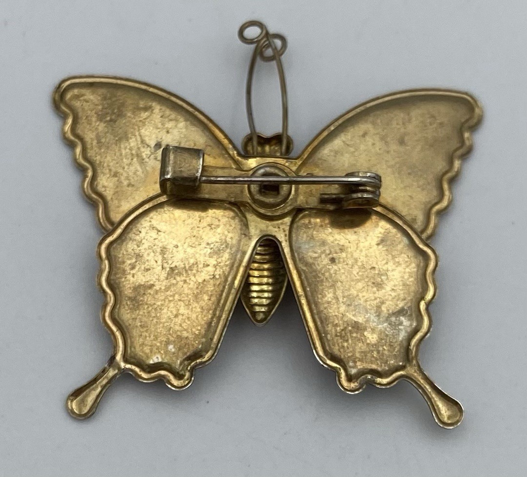 VTG Enamel Butterfly Brooch Pin Colorful Lightweight