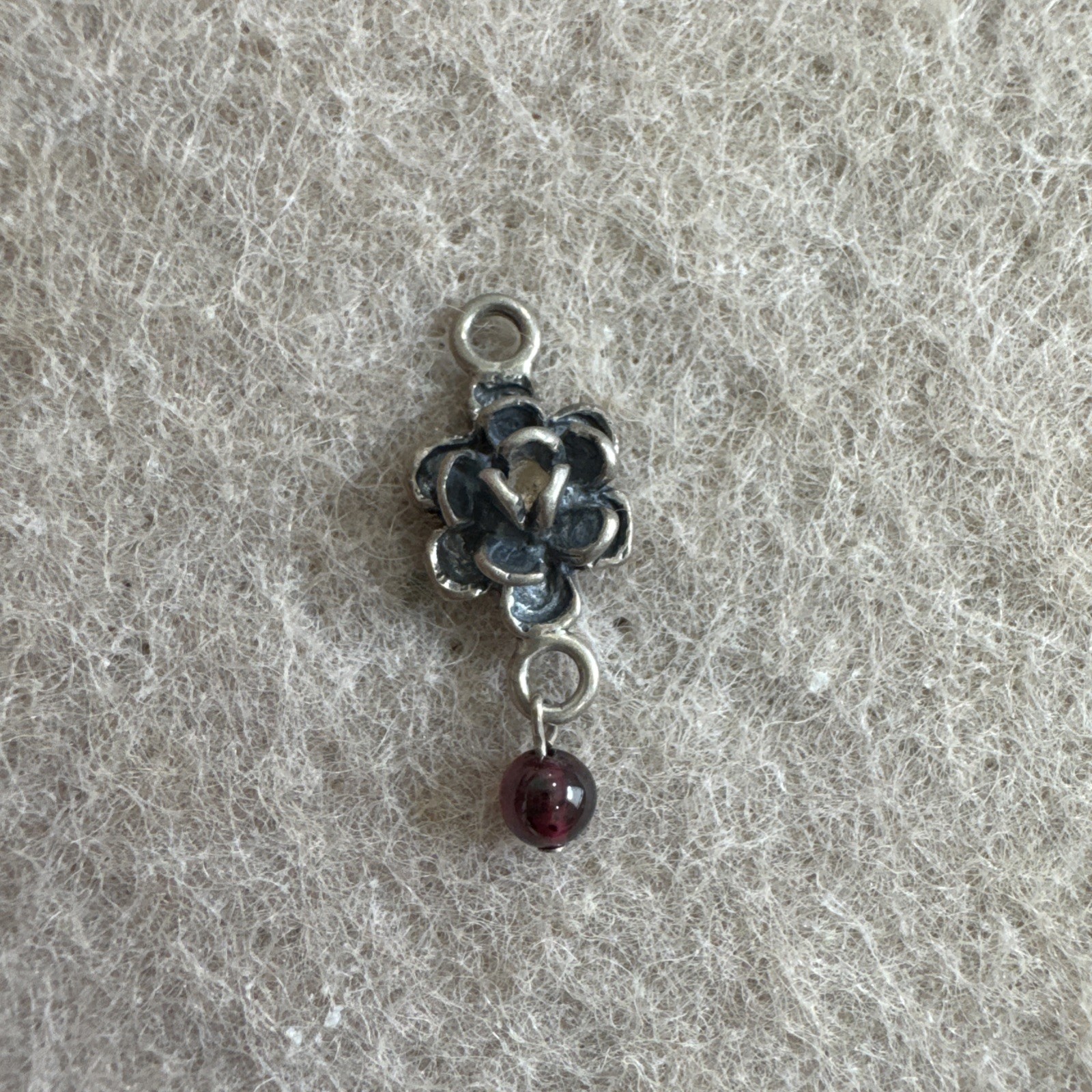 Vintage Sterling Silver Dangle Flower Bead Jewelry Pendant for Bracelet