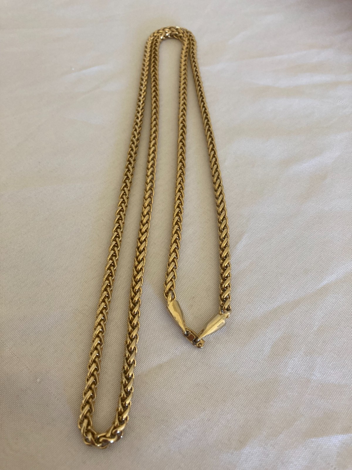 Vintage Gold Tone Wheat Chain Necklace – 37″/5mm