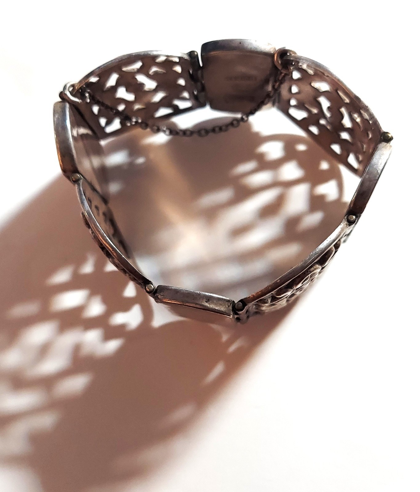 Vintage Cuernavaca Mexico Sterling Silver Panel Bracelet