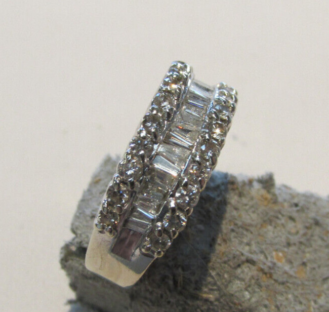 14k wg 1.20 ctw Diamond Ring band, Baguette & Round Diamonds size 4.5 Make Offer