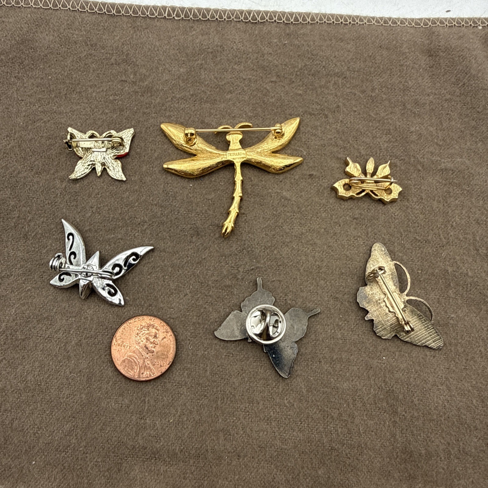 Vintage Butterfly Pins Brooches Jewelry Lot – Set of 6 (1-Trifari)