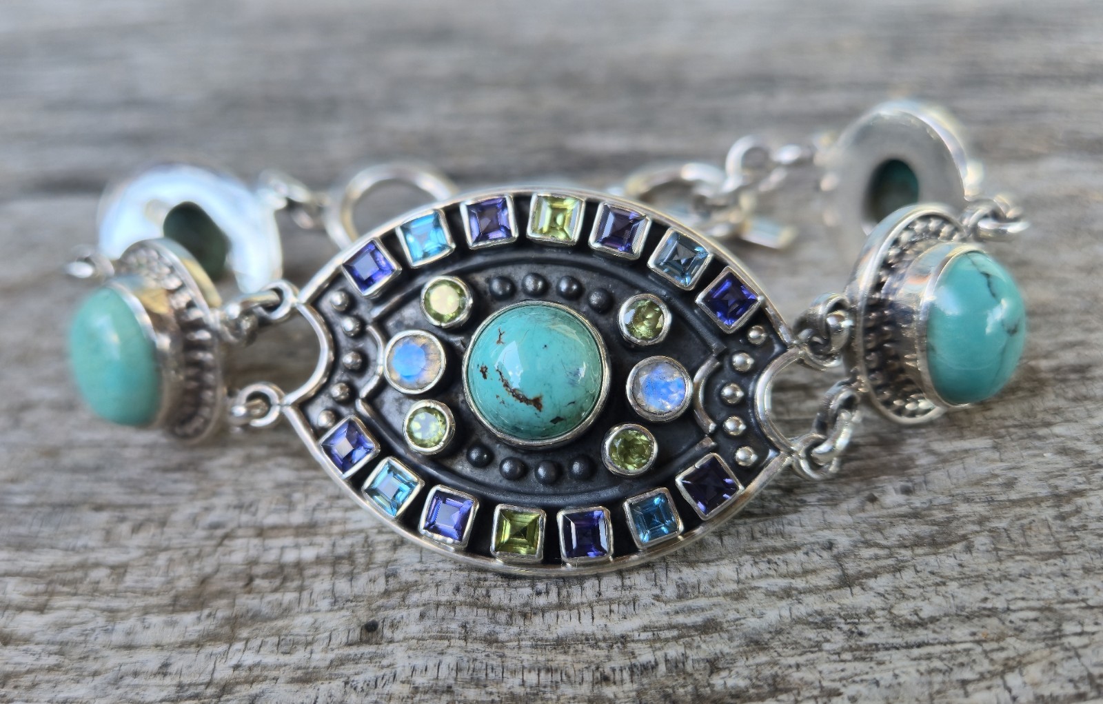 Nicky Butler LIMITED EDITION RAJ COLLECTION 925 Sterling Silver Bracelet 7.75″🩵