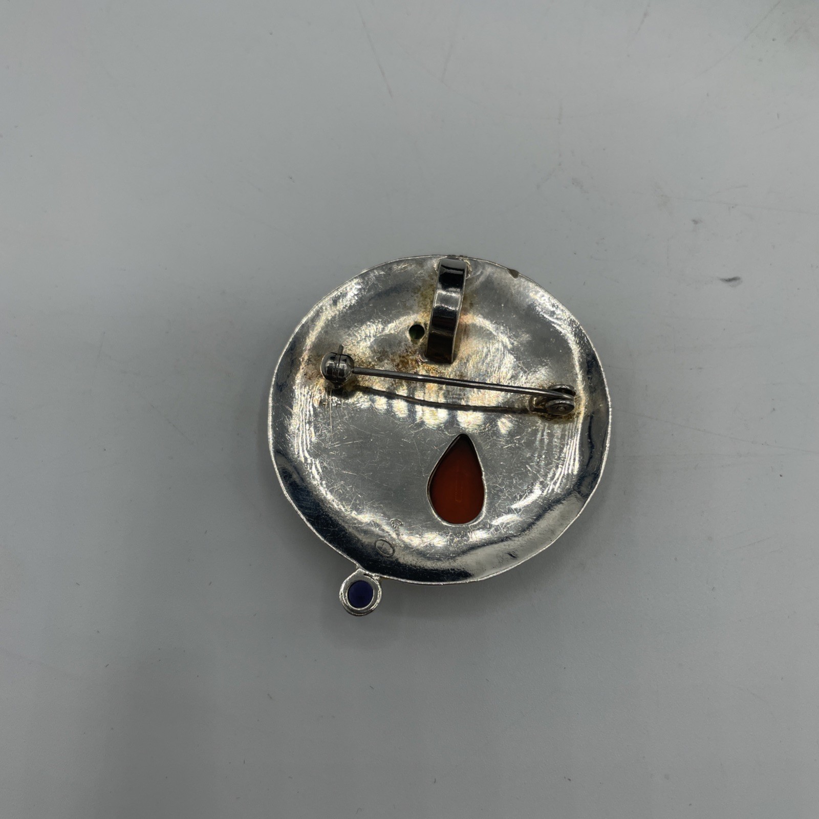 Sterling Silver Modernist Pendant Brooch With peridot Iolite Citrine