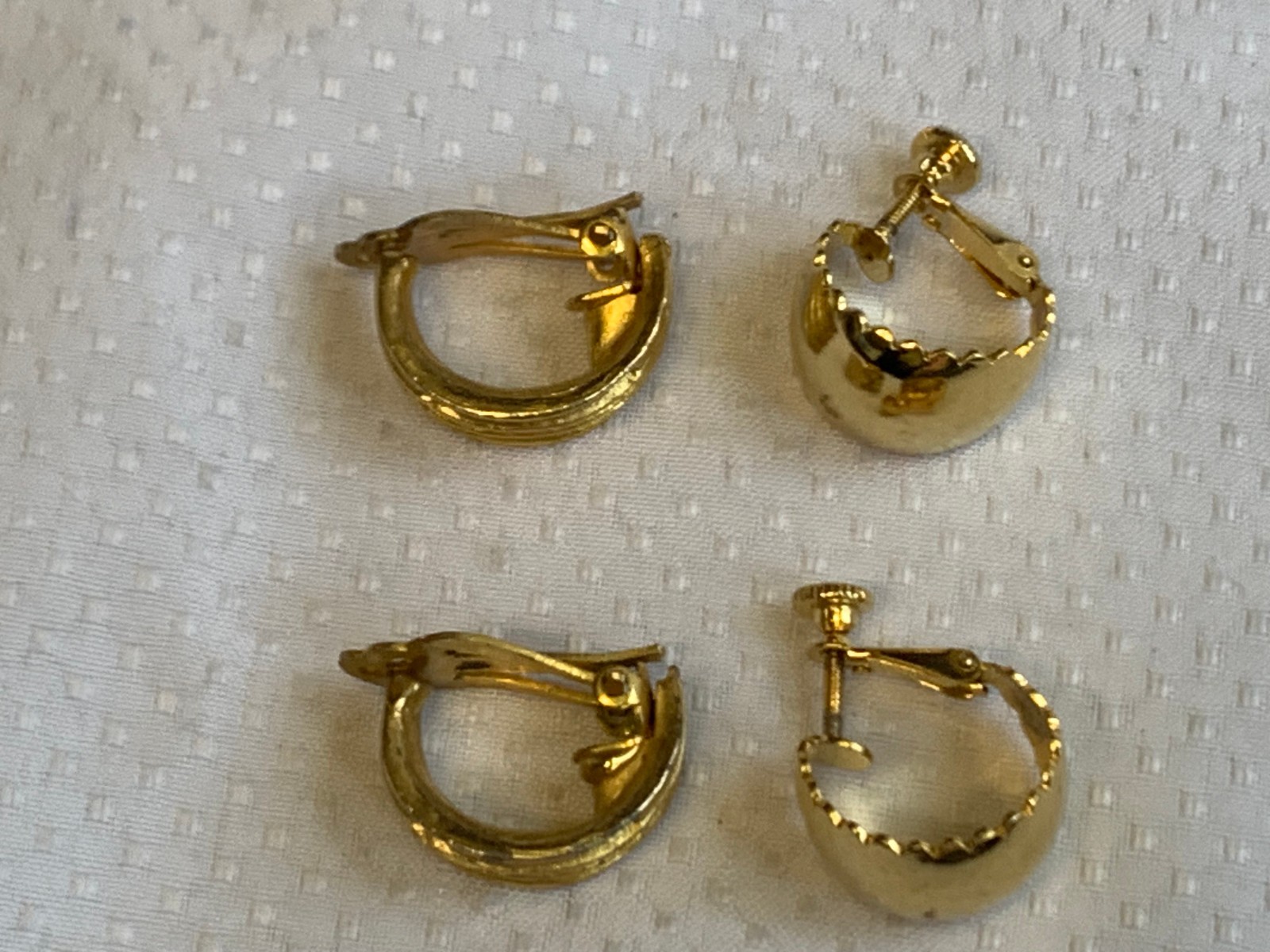 Vtg Clip-On Earring Lot Monet Sarah Coventry Avon Golden Faux Pearl / Gemstones