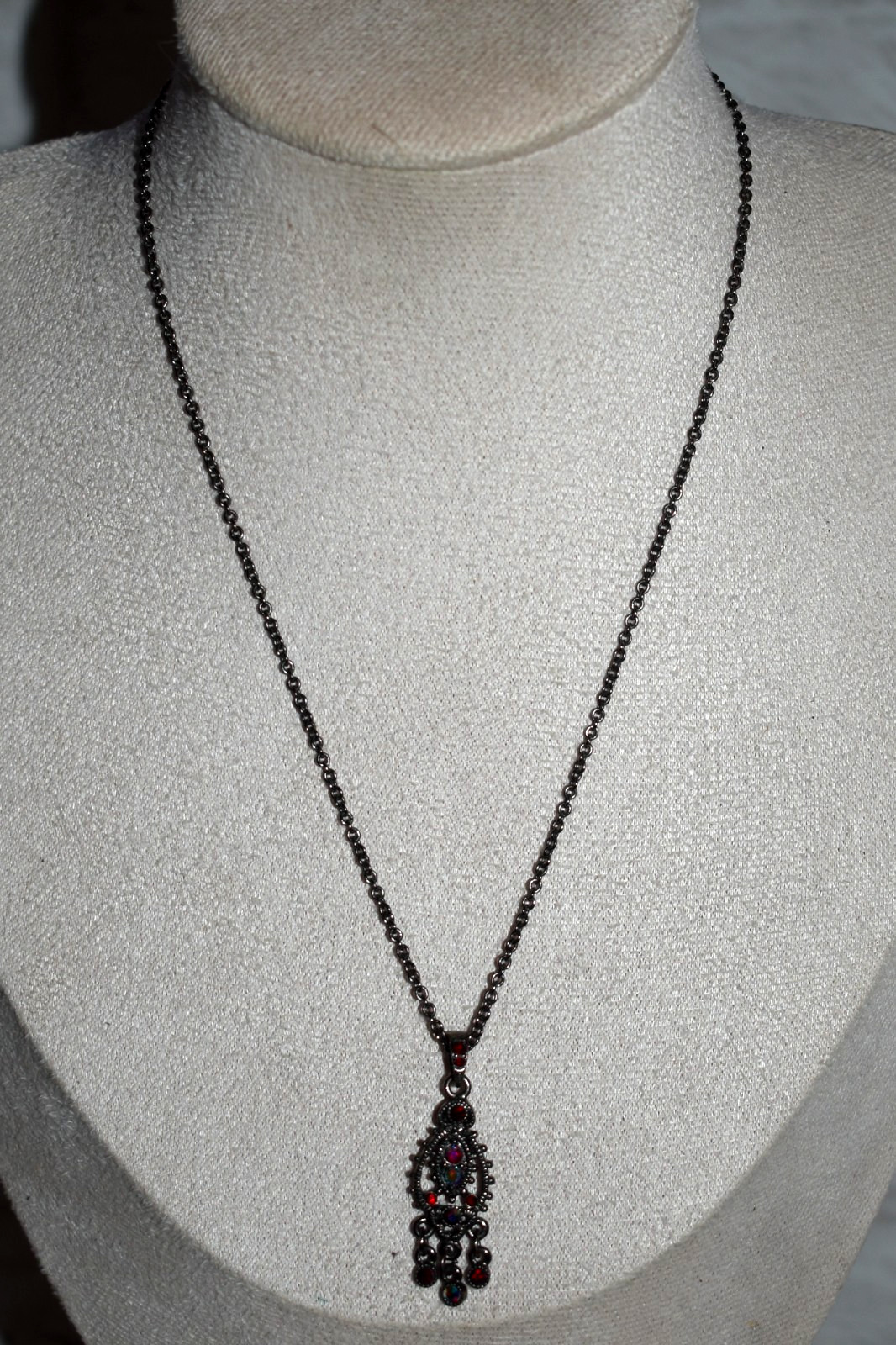 1928 Brand AB Red Rhinestones Necklace 16″ B1
