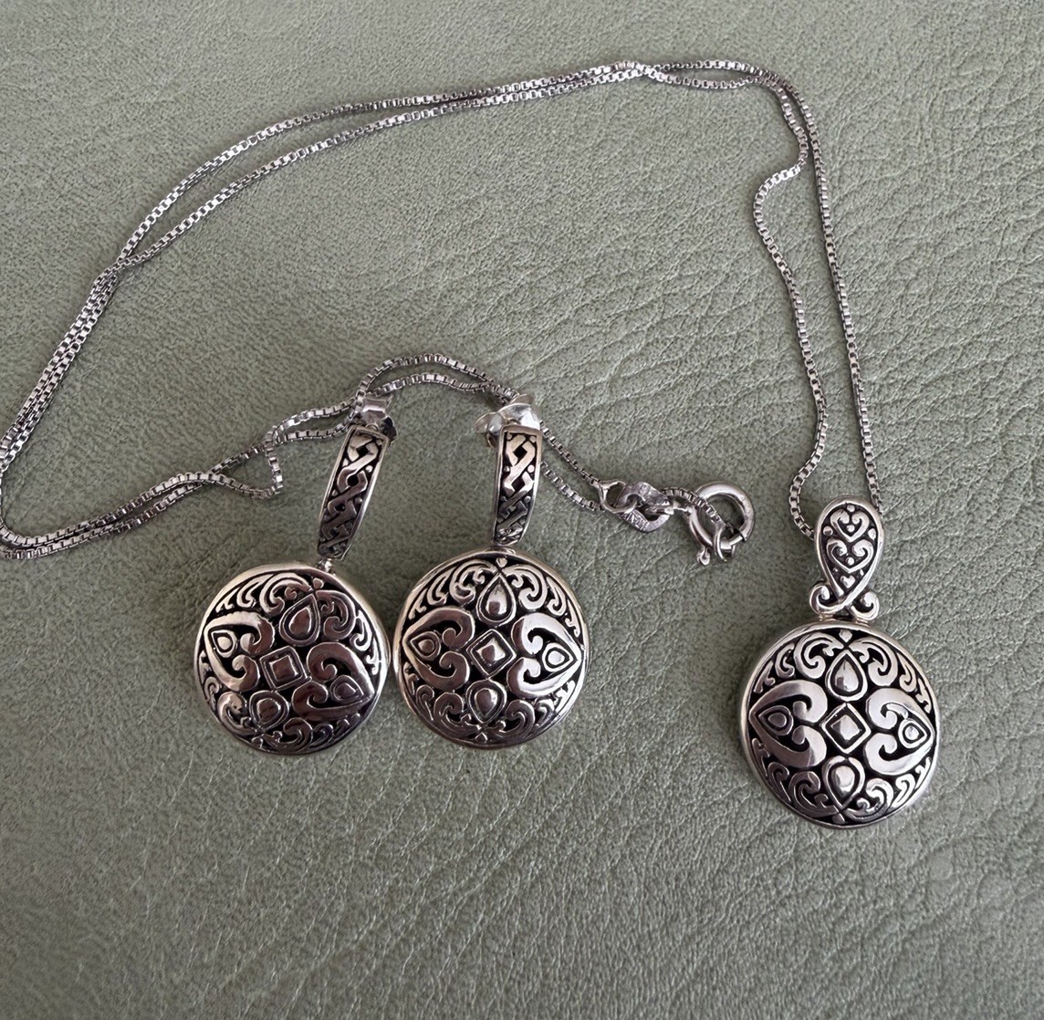 ATI 925 Mexico Sterling Silver Earrings & Pendant W/ 925 Necklace