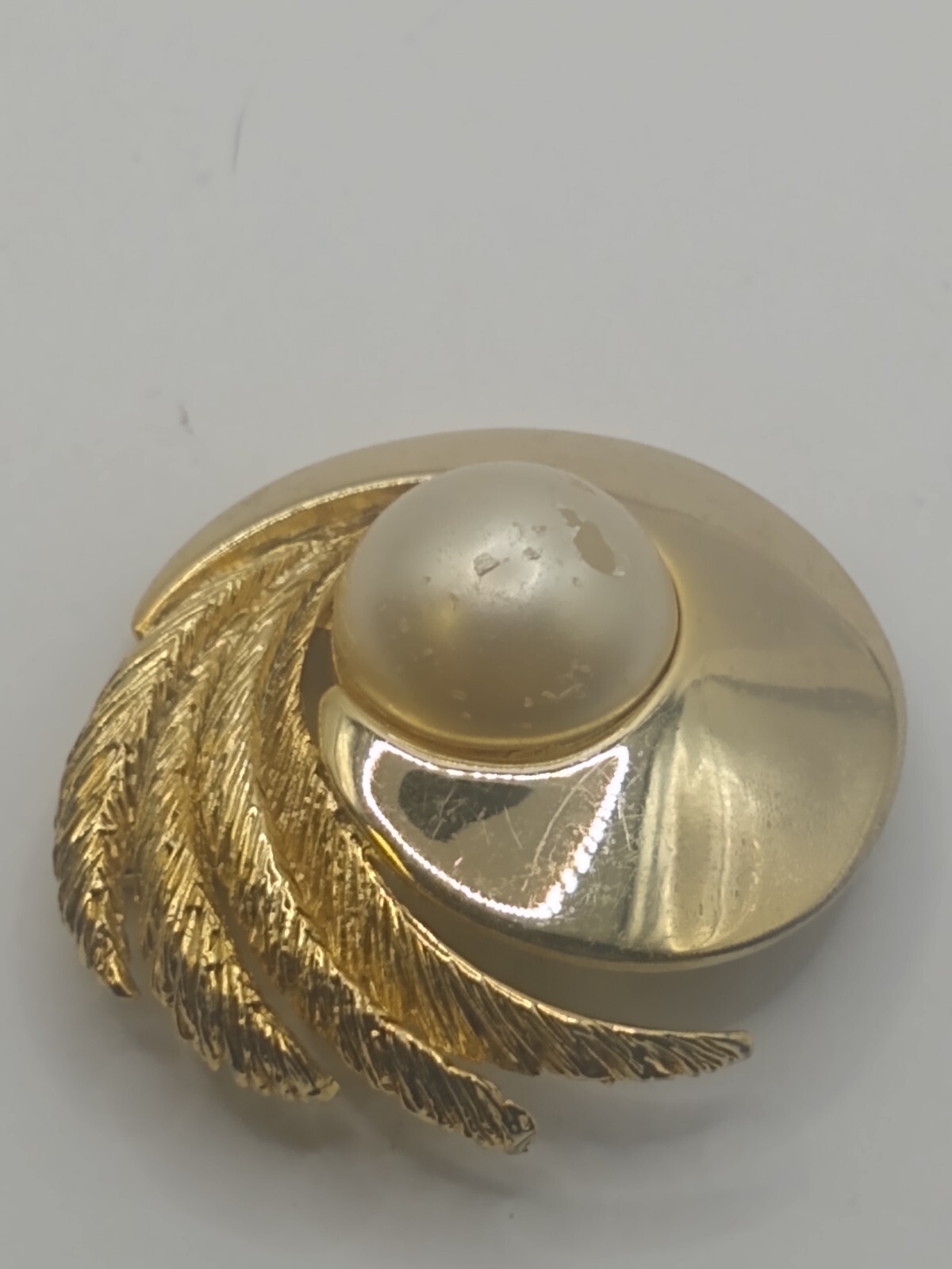 Vintage Orena Paris Signed brooch pin Faux pearl is flawed