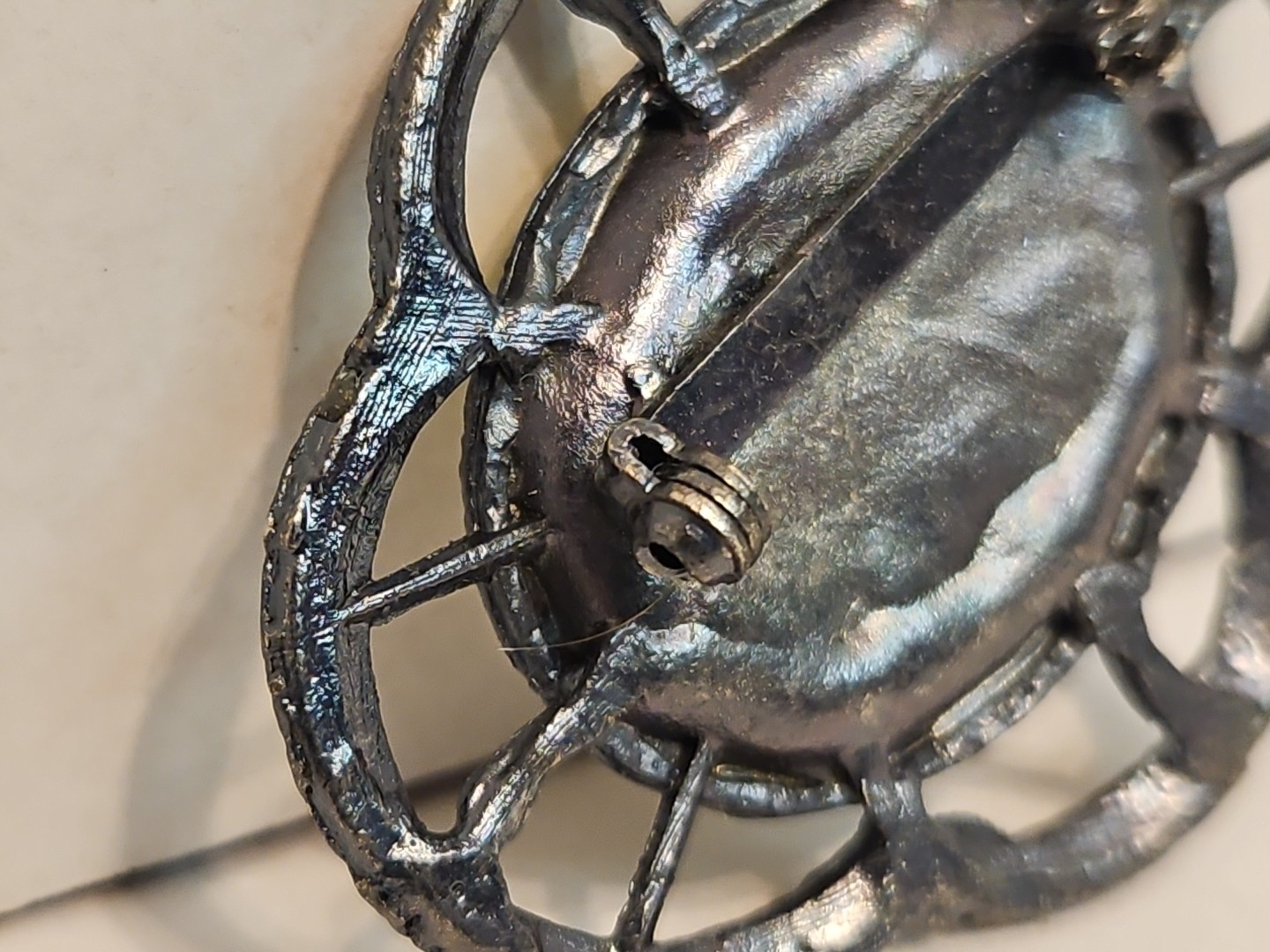 Vintage Silver Tone Brooch w/ Large Faceted Yellow Stone 2″x.5″x1.5″