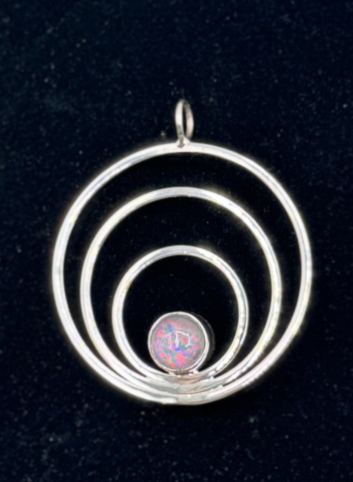 Dominique Dinouart Sterling Silver Double sided Onyx / Opal Pendant Necklace