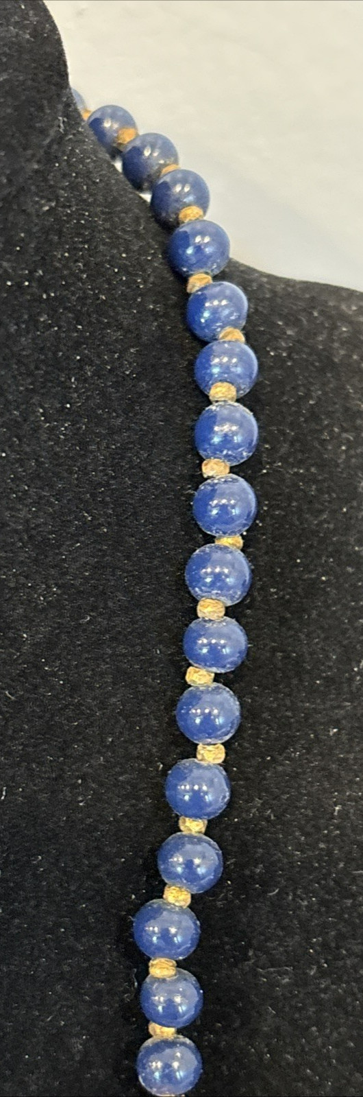 Miriam Haskell White Milk Blue Glass Plastic Beaded 19″ Necklace Patented Clasp