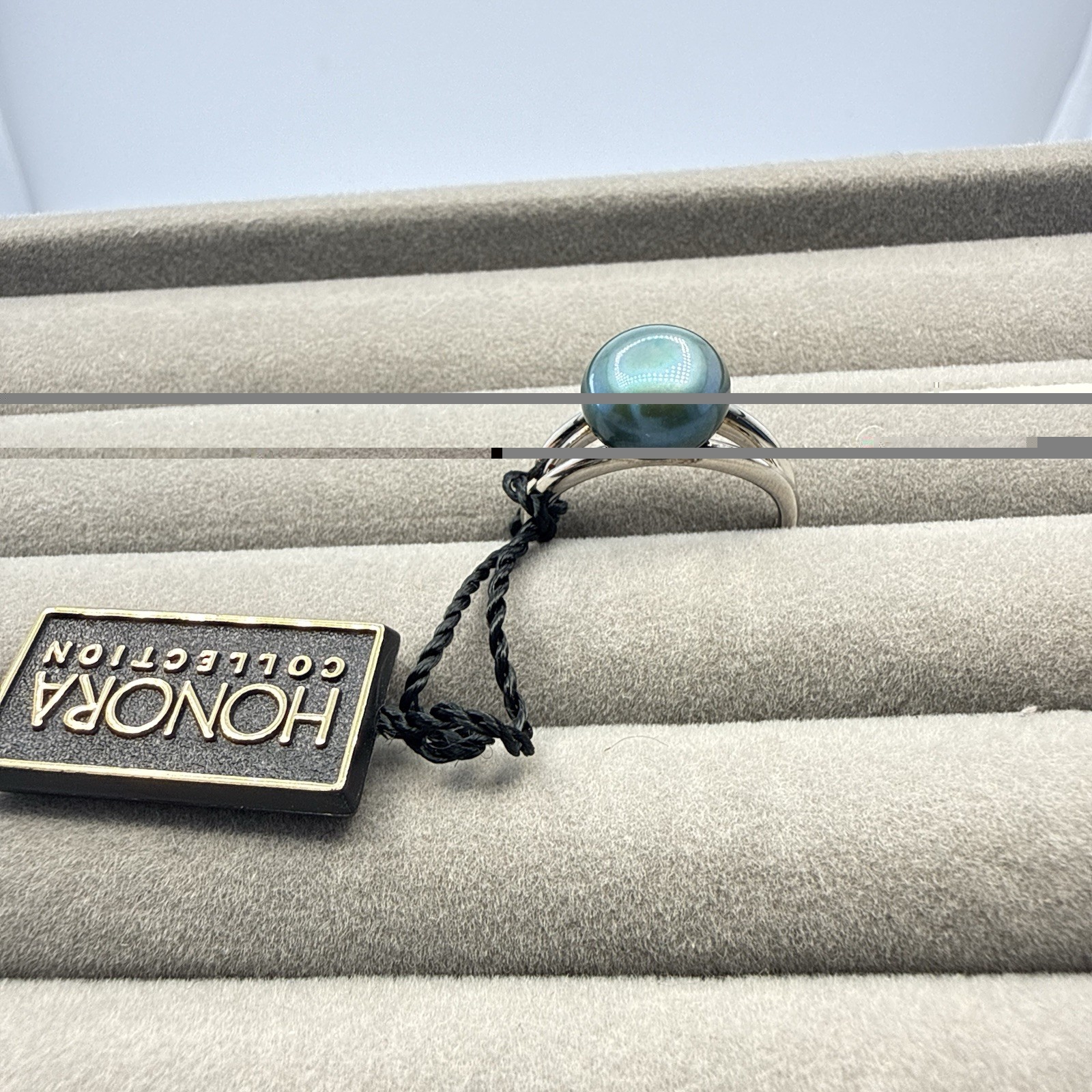 Honora Pearl Ring Sterling Silver 925 Interchangeable sz 8 Solitaire Blue Gray