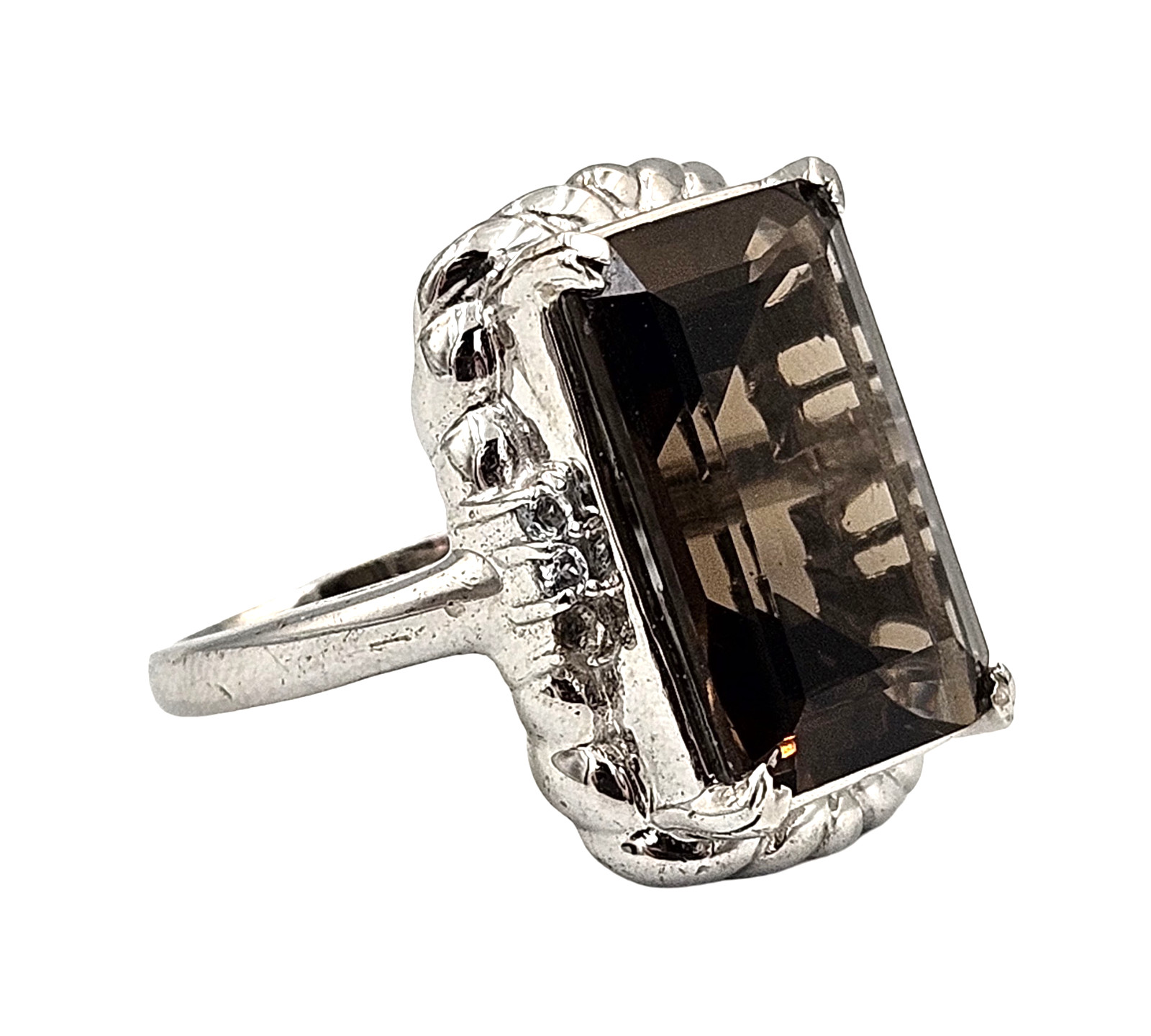 JZ Jewelry W1213 Sterling Silver Smoky Quartz Ring Size 6.5