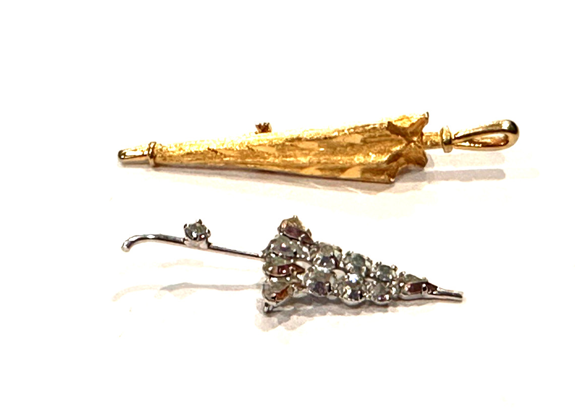 UNICYCLE SPINNER SAN FRAN TROLLEY CAR RHINESTONE UMBRELLA Vintage Brooch LOT 5