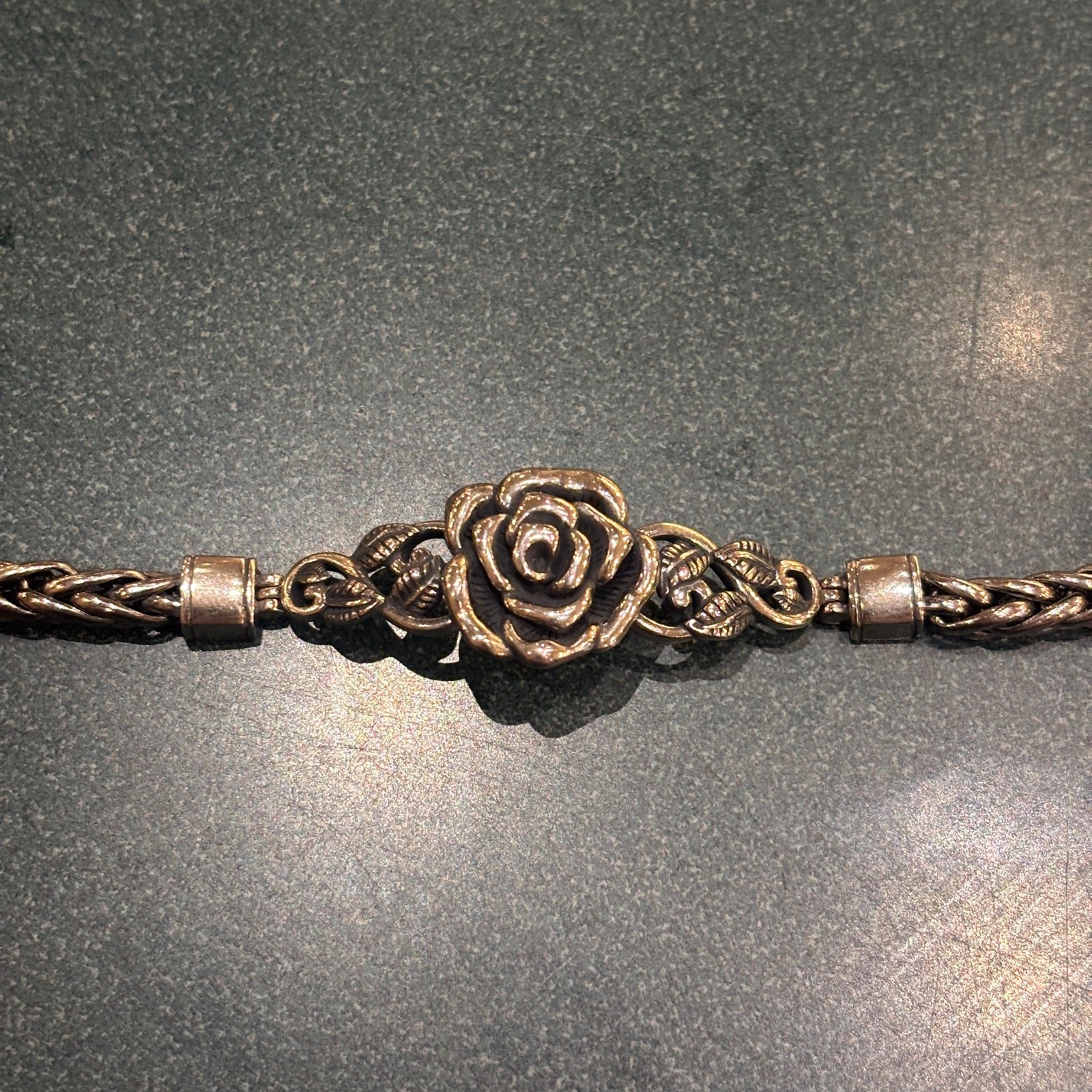 Or Paz Israel Sterling Silver Rose Flower Spiga Wheat Chain Bracelet