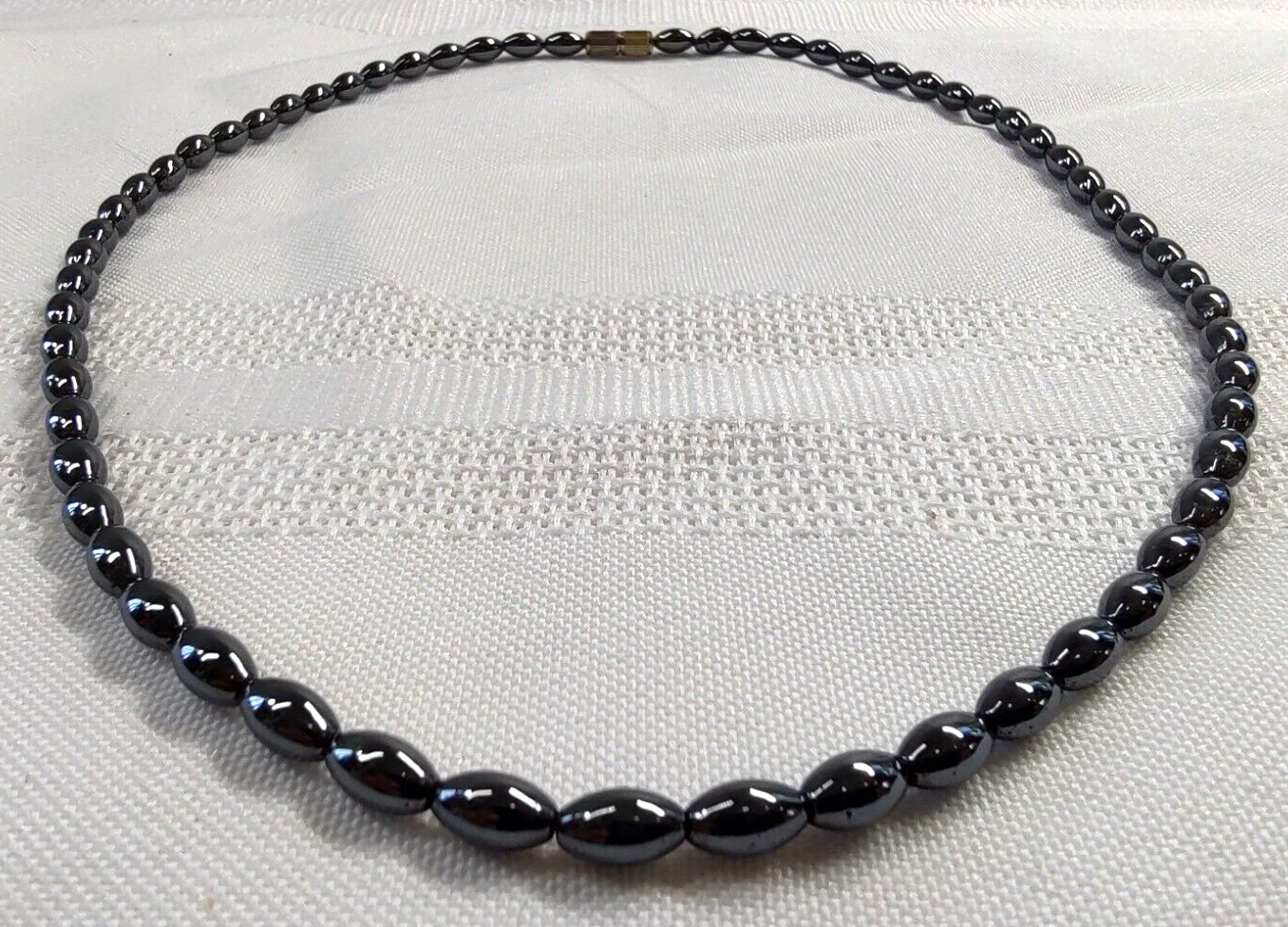 Smooth Bead Choker Necklace Hematite Graphite Color Grunge Boho Goth Screw Close