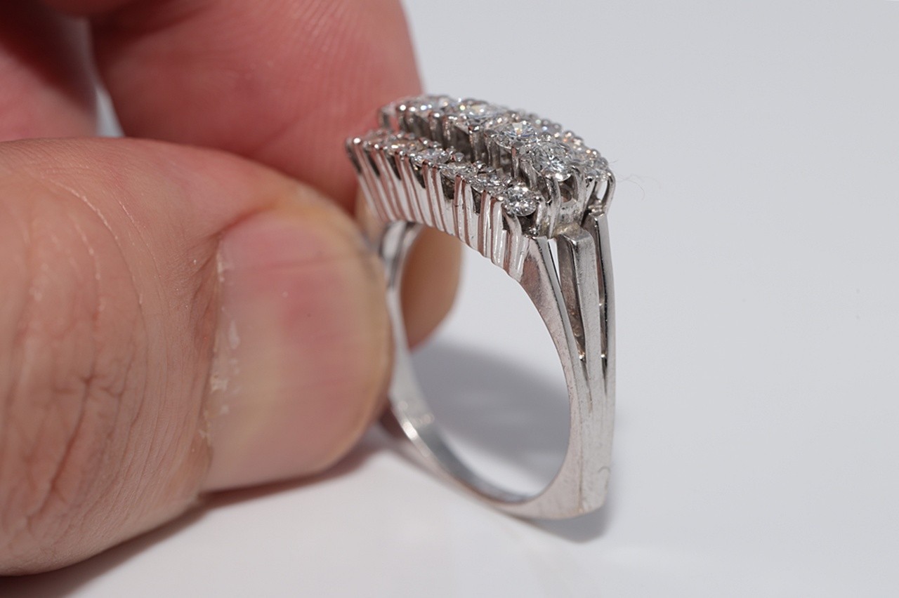 Antique Circa 1920s Art Deco 18k Gold Natural Diamond Decorated Ring