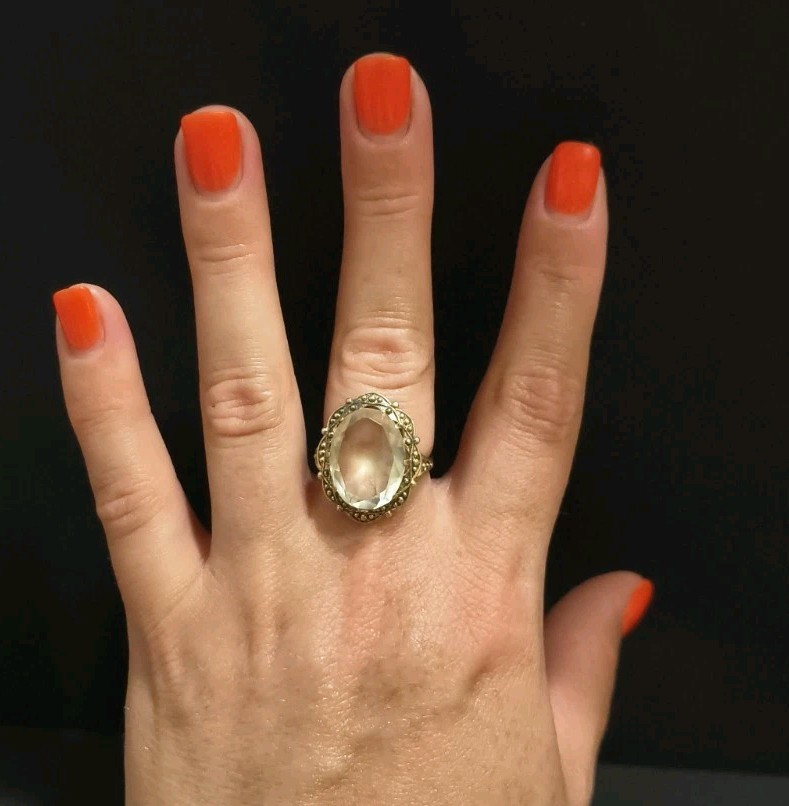 Vintage Gilt Silver Engagement Ring 875 soviet Women’s Jewelry