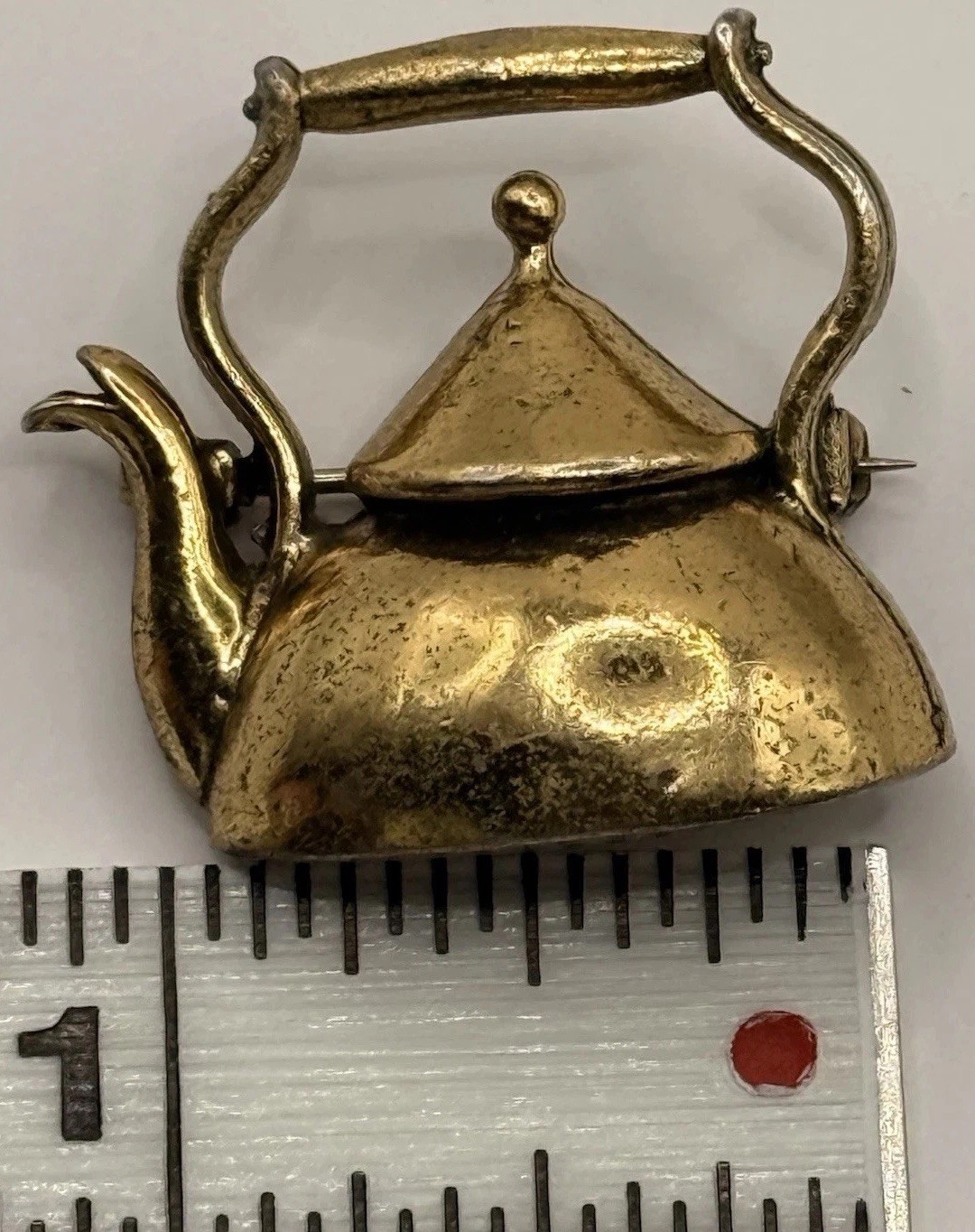 Vintage Zentall Gold Toned Teapot 1″ Brooch Mid-Century Signed Fashion Jewelry