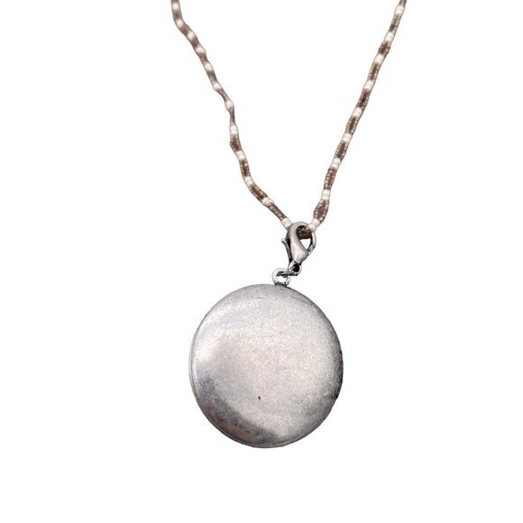 Coldwater Creek Beaded Chain Floral Engraved Locket Pendant Necklace 20-22 in