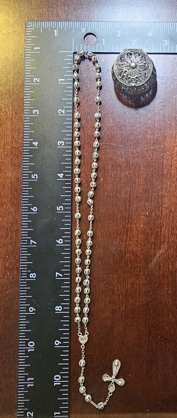 Antique 800 Silver Roman/Italian Filigree Rosary With Case
