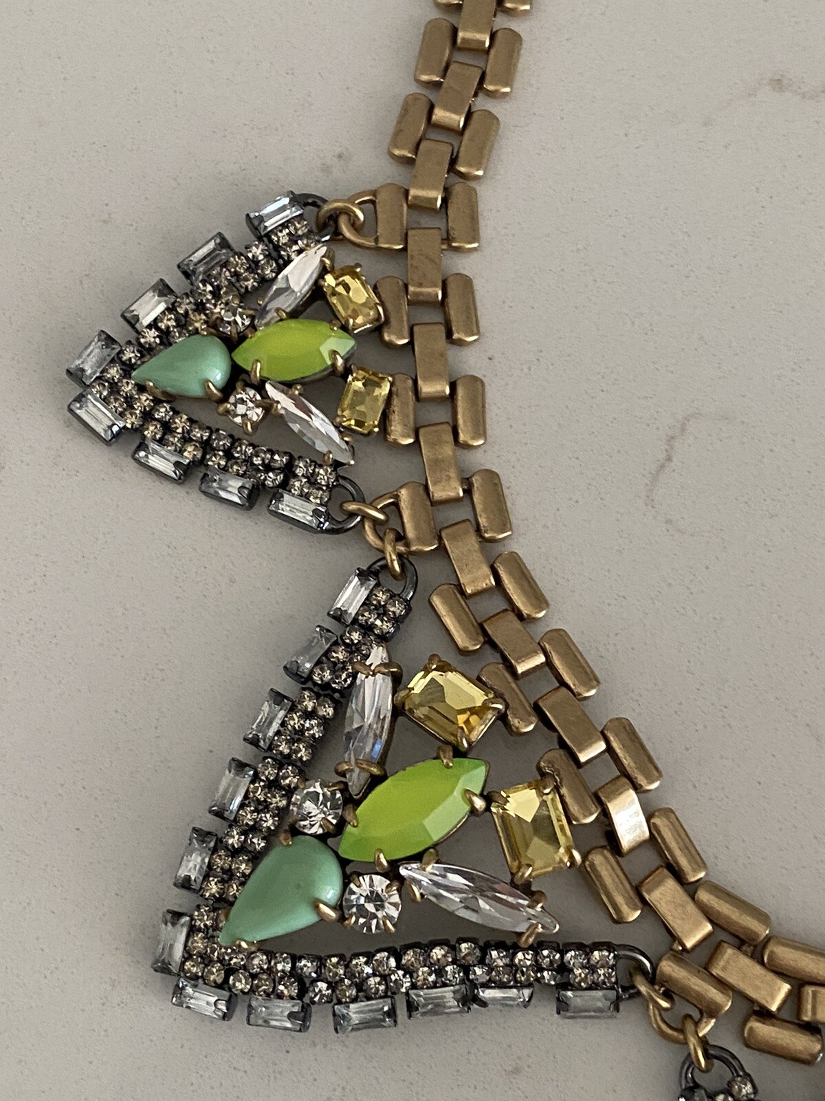 VTG Stella & Dot Choker Statement Piece Rhinestone Necklace adjustable green