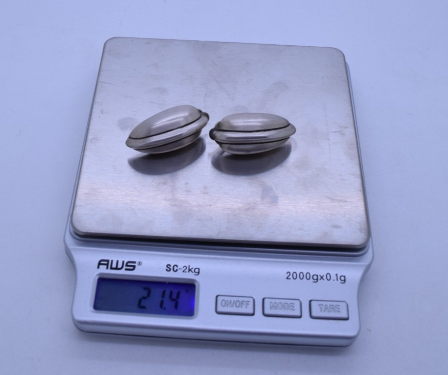 Sterling Silver Clip-On Earrings Wide Dome Modernist 1.25″ 21.4g