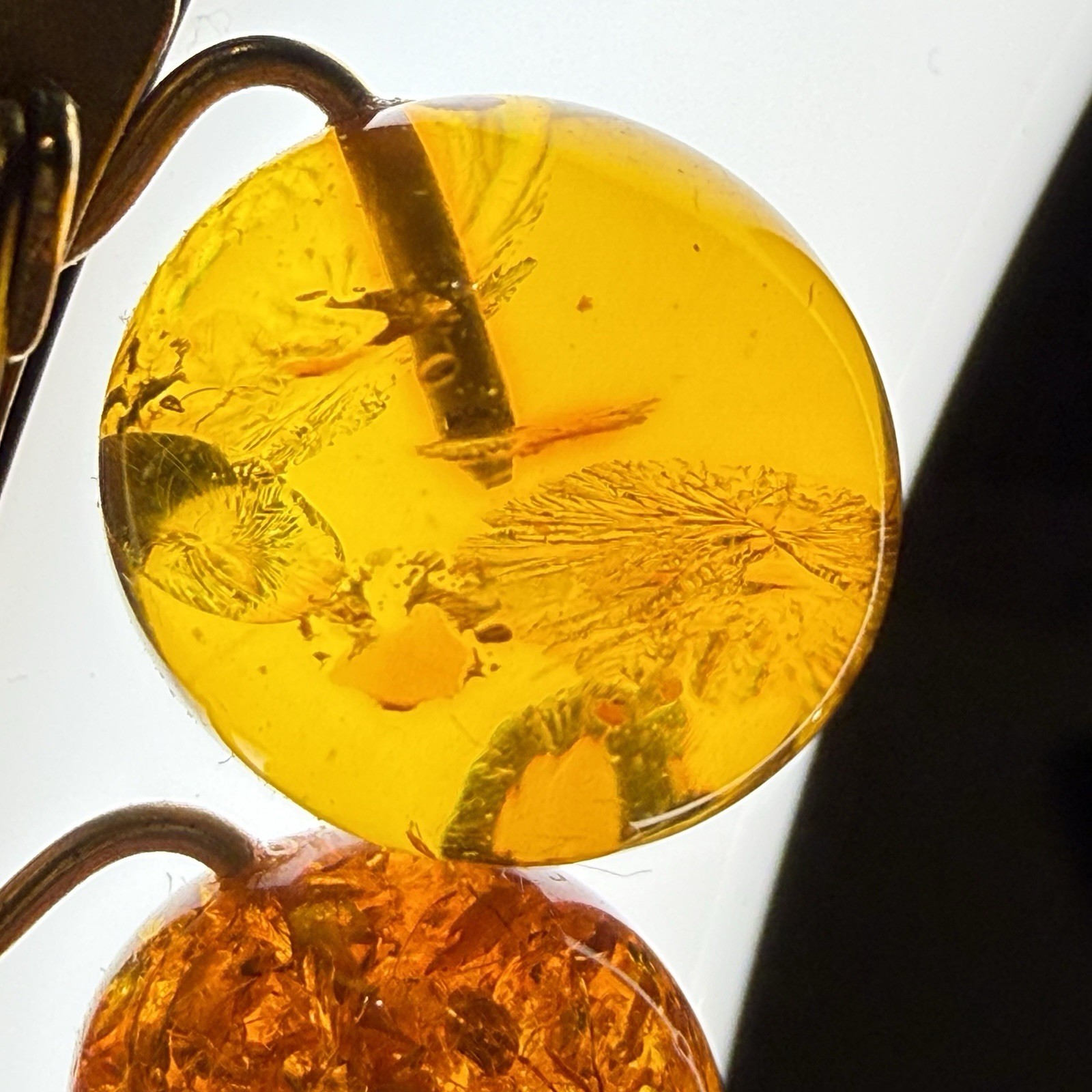 Vintage Russian 9RK Gold Tone Baltic Butterscotch Honey Amber Brooch Pin