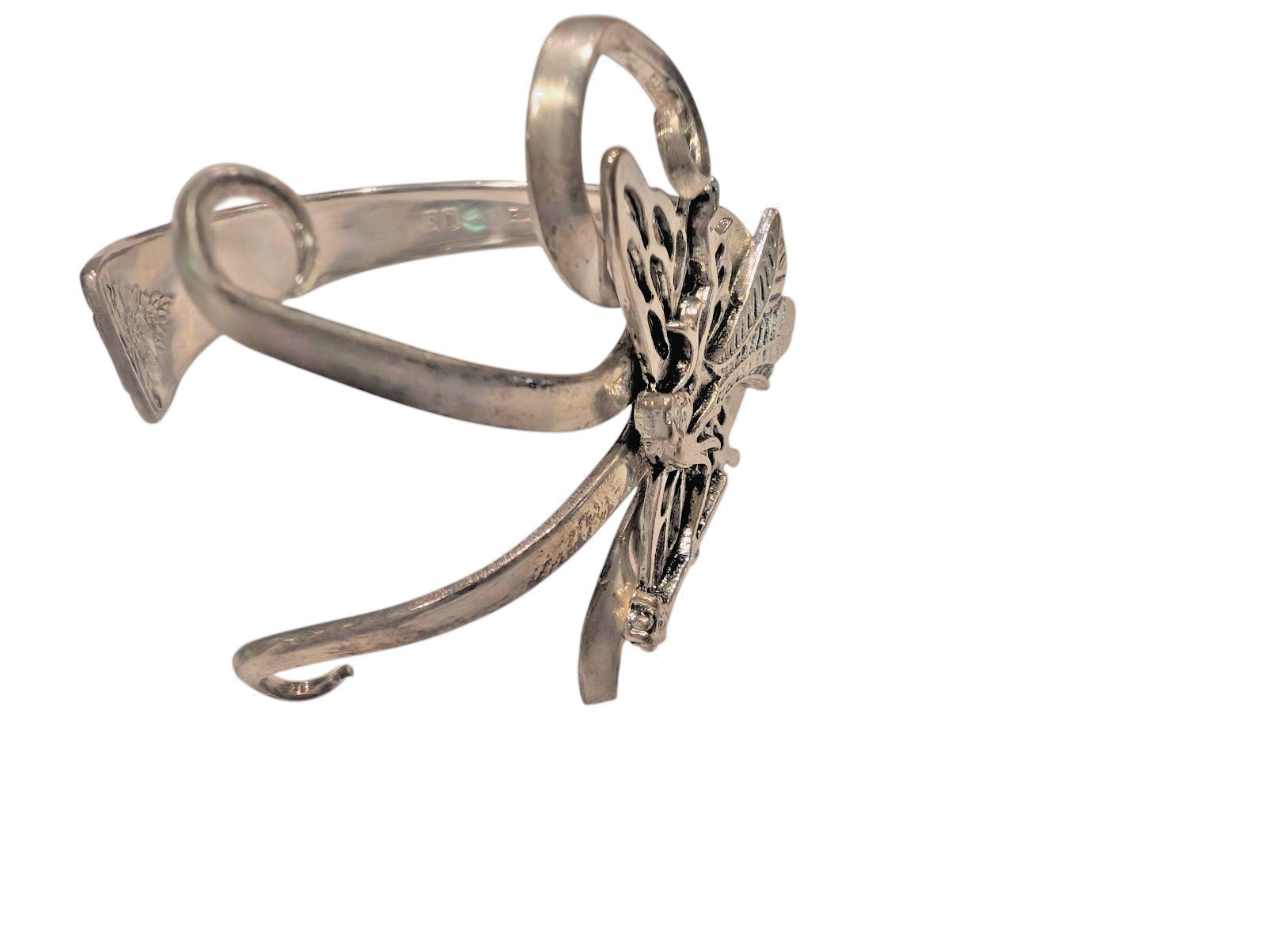 Vintage Whimsical Rogers Silver Plated Hand-forged Fork Artisan Fairy Bracelet